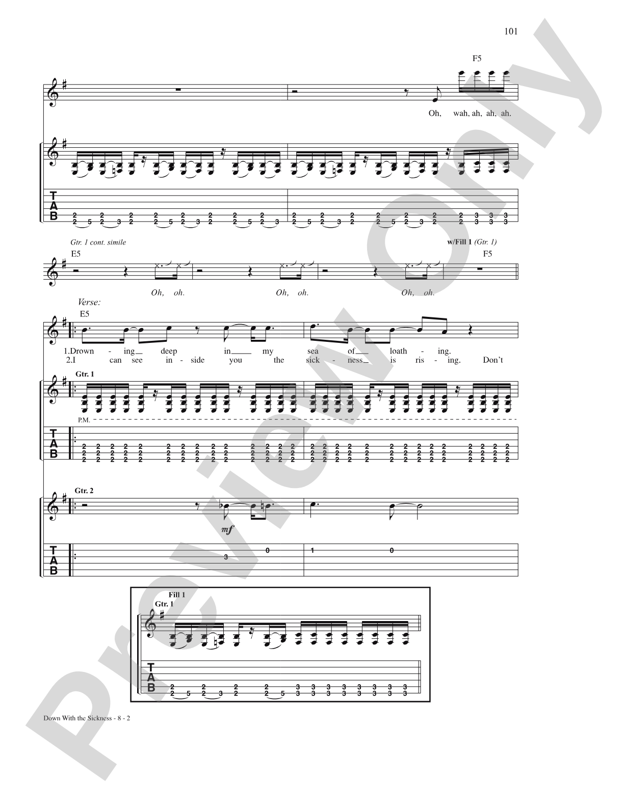 Down With The Sickness: Authentic Guitar TAB