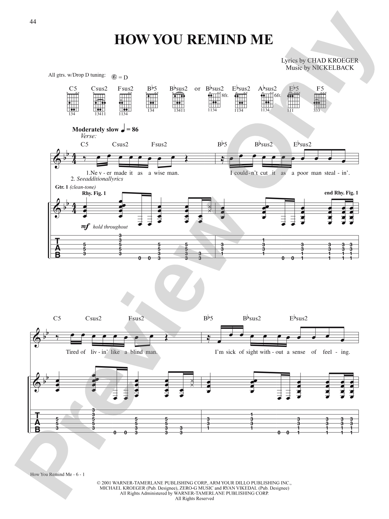 How You Remind Me: Authentic Guitar TAB