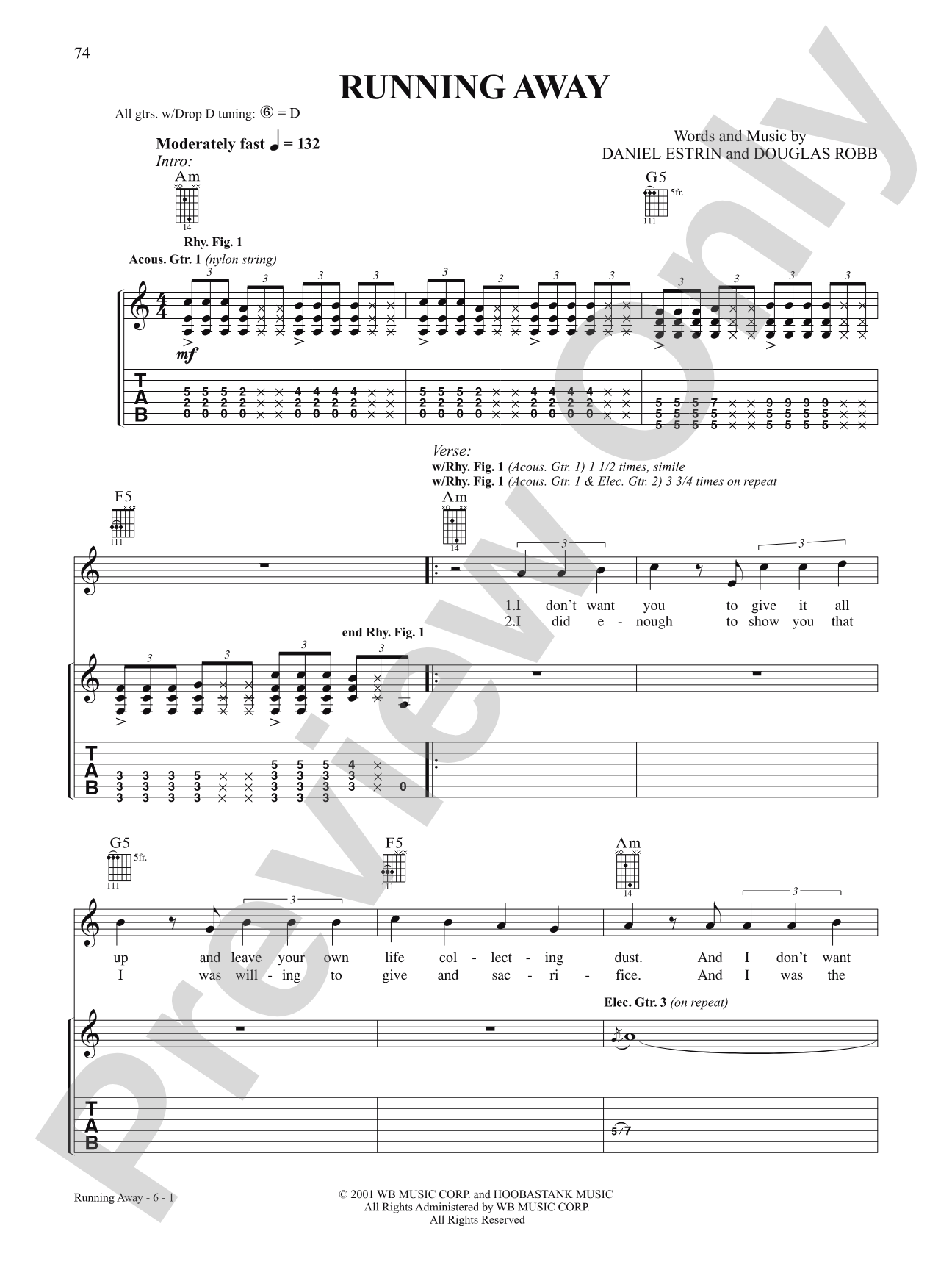 Running Away: Authentic Guitar TAB