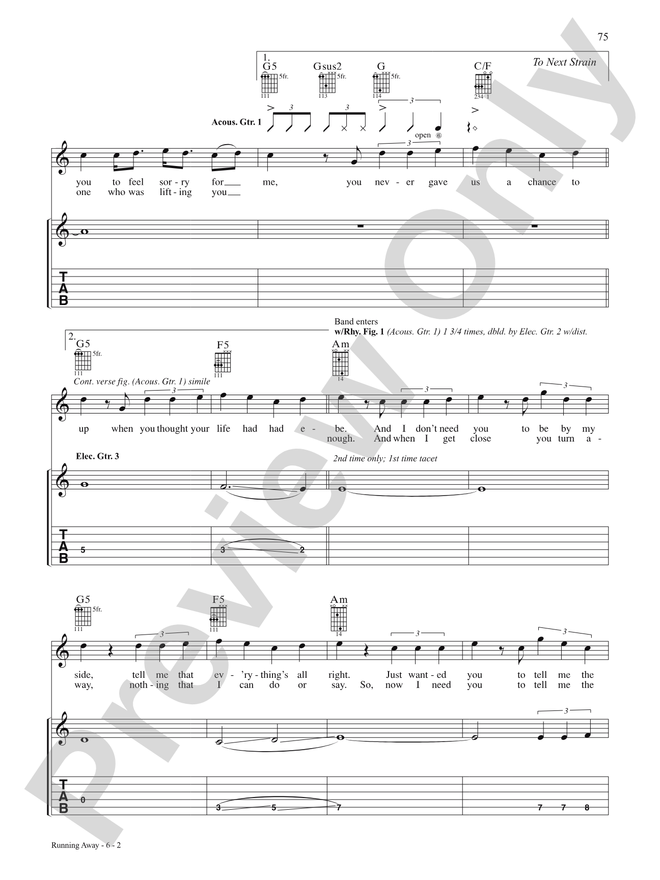 Running Away: Authentic Guitar TAB