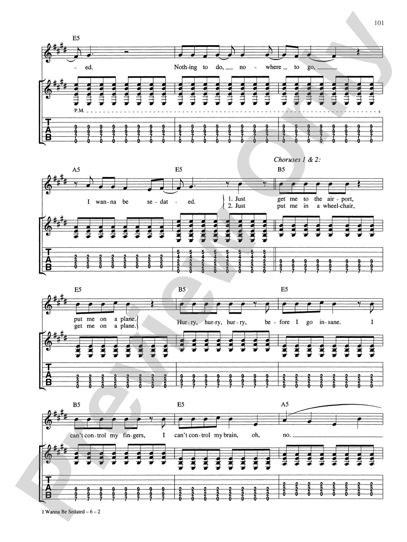 I Wanna Be Sedated: Authentic Guitar TAB