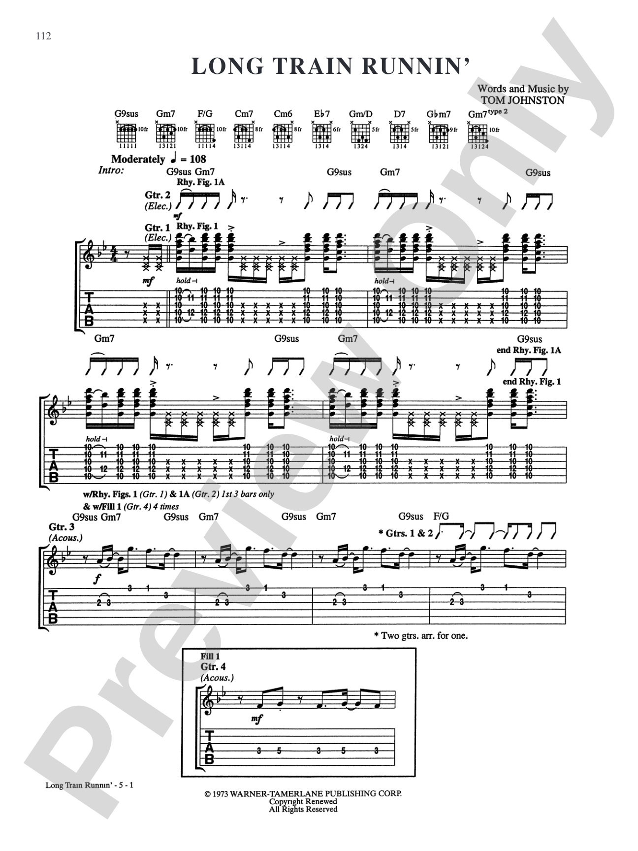 Long Train Runnin': Authentic Guitar TAB