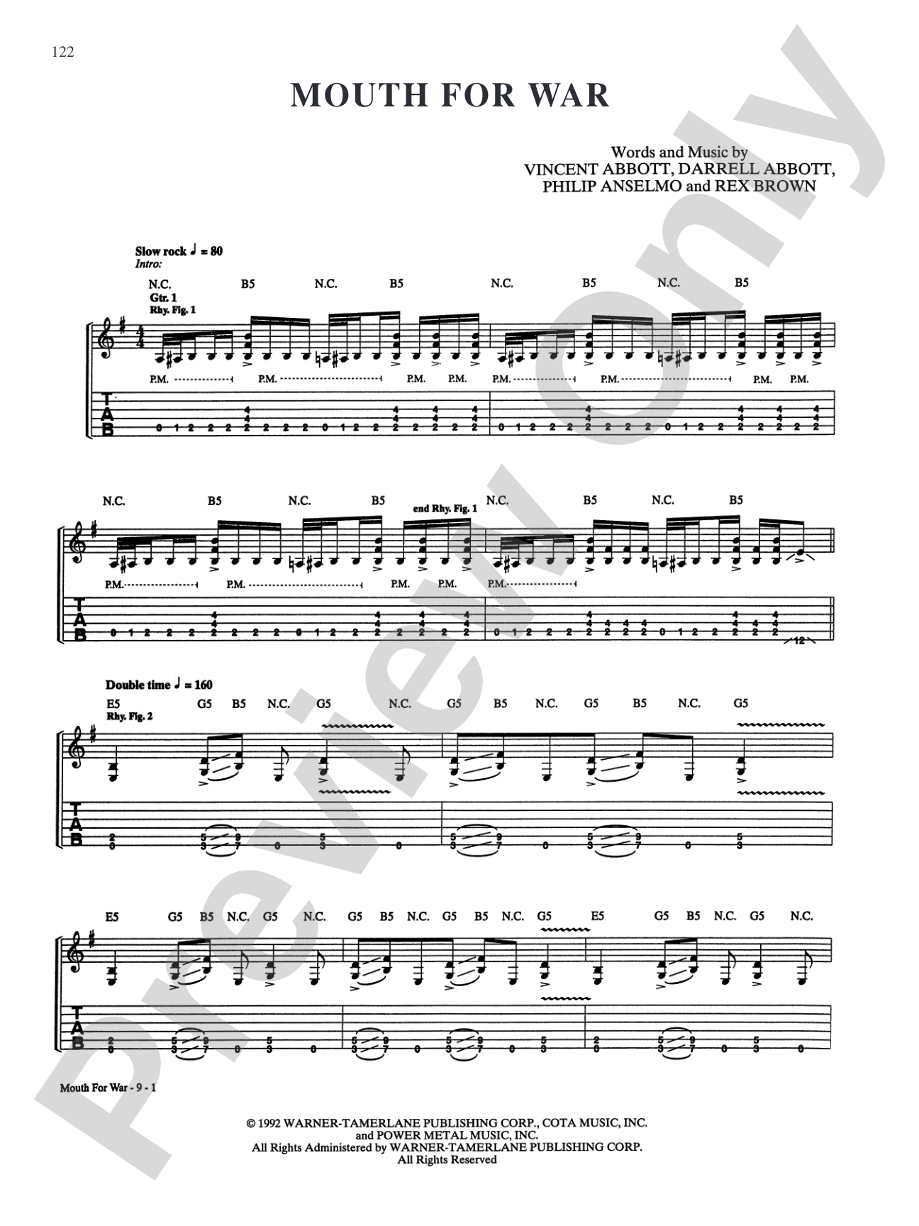 Mouth For War: Authentic Guitar TAB