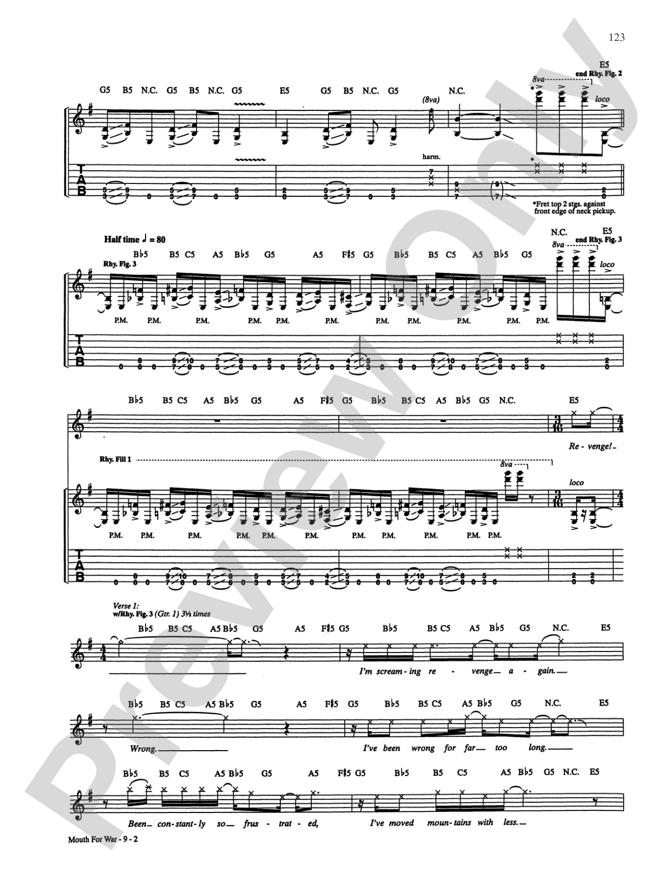 Mouth For War: Authentic Guitar TAB