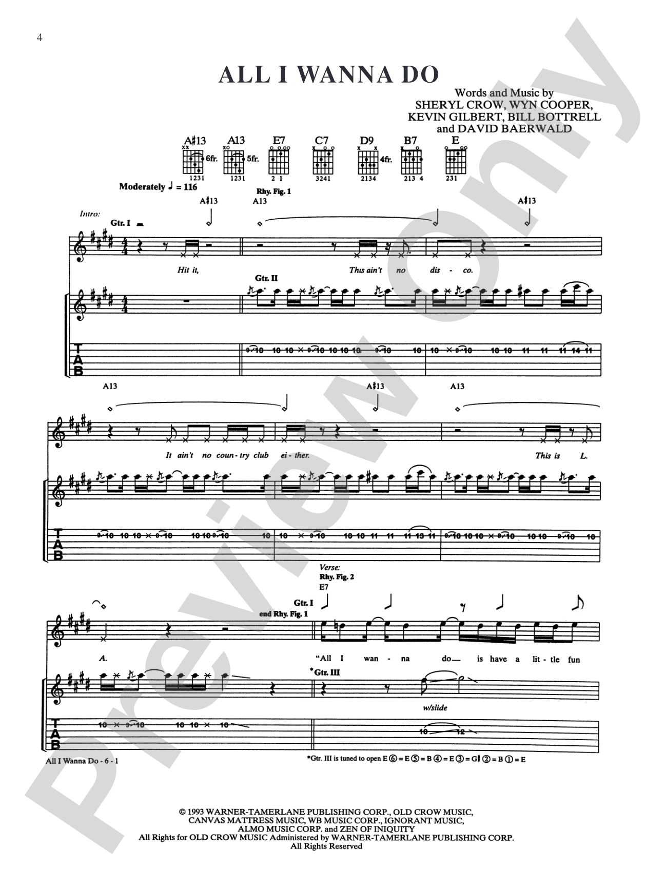 All I Wanna Do: Authentic Guitar TAB