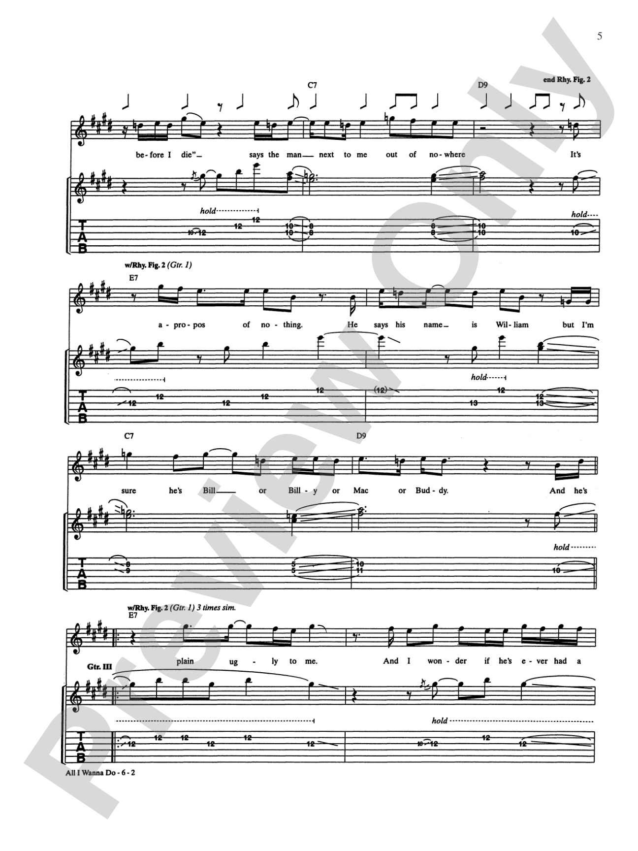 All I Wanna Do: Authentic Guitar TAB
