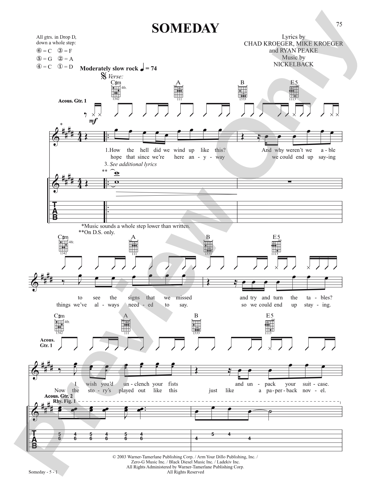 Someday: Authentic Guitar TAB