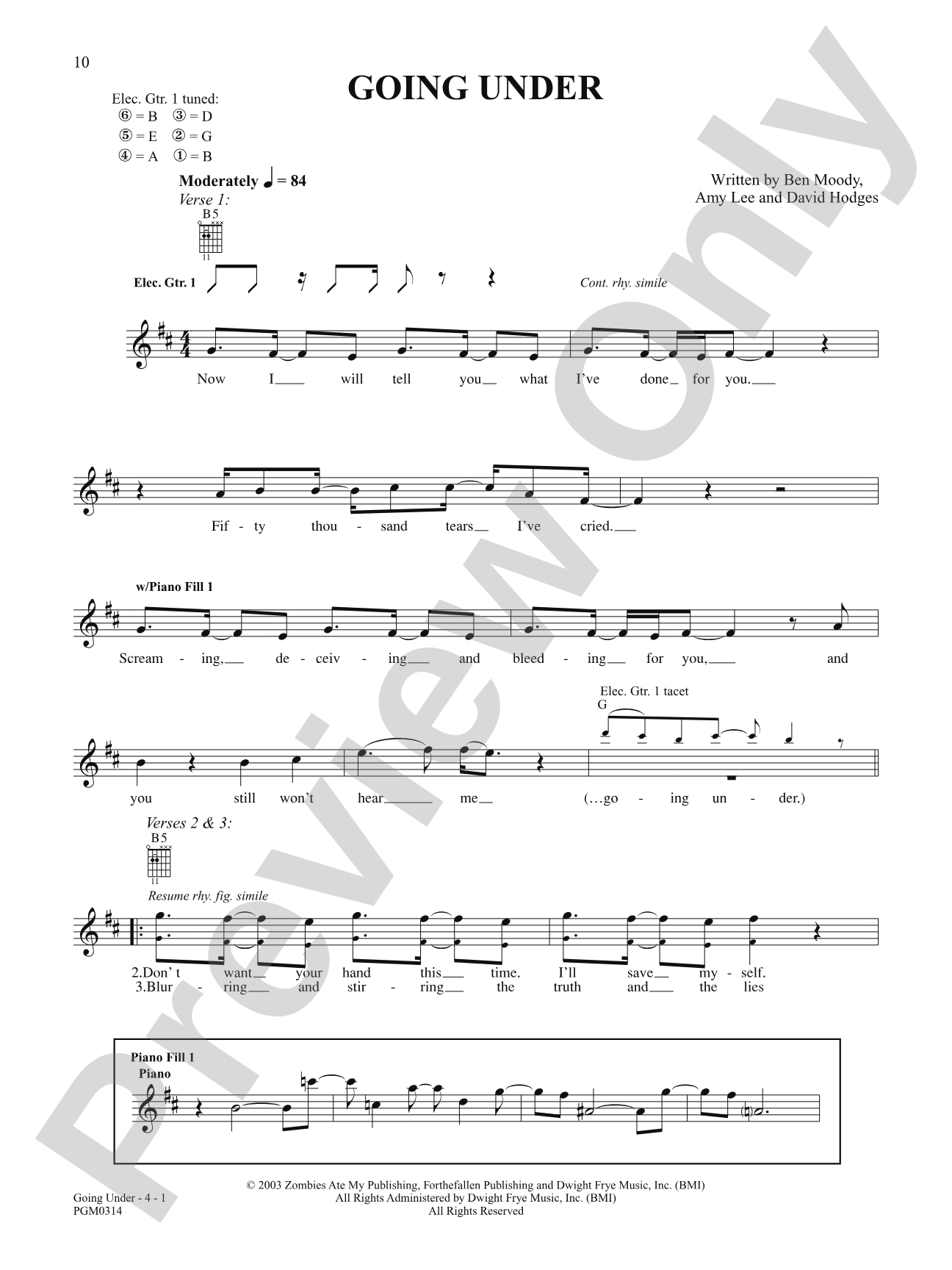 Going Under: Authentic Guitar TAB