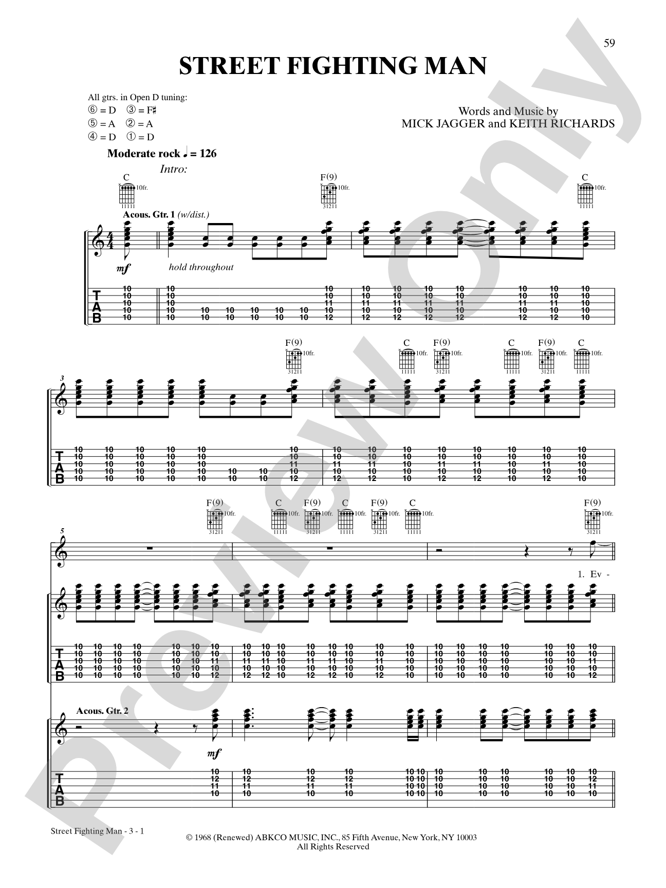 Street Fighting Man: Authentic Guitar TAB