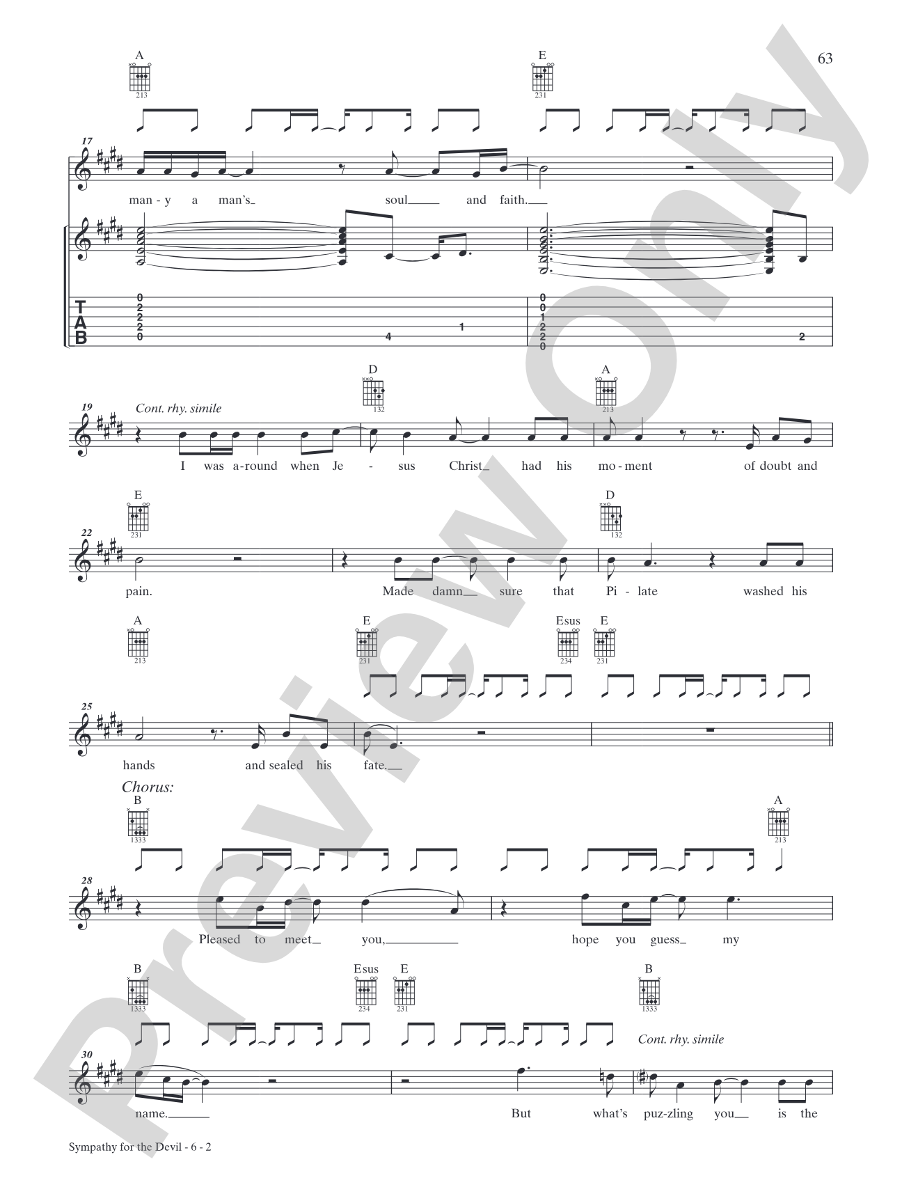 Sympathy for the Devil: Authentic Guitar TAB