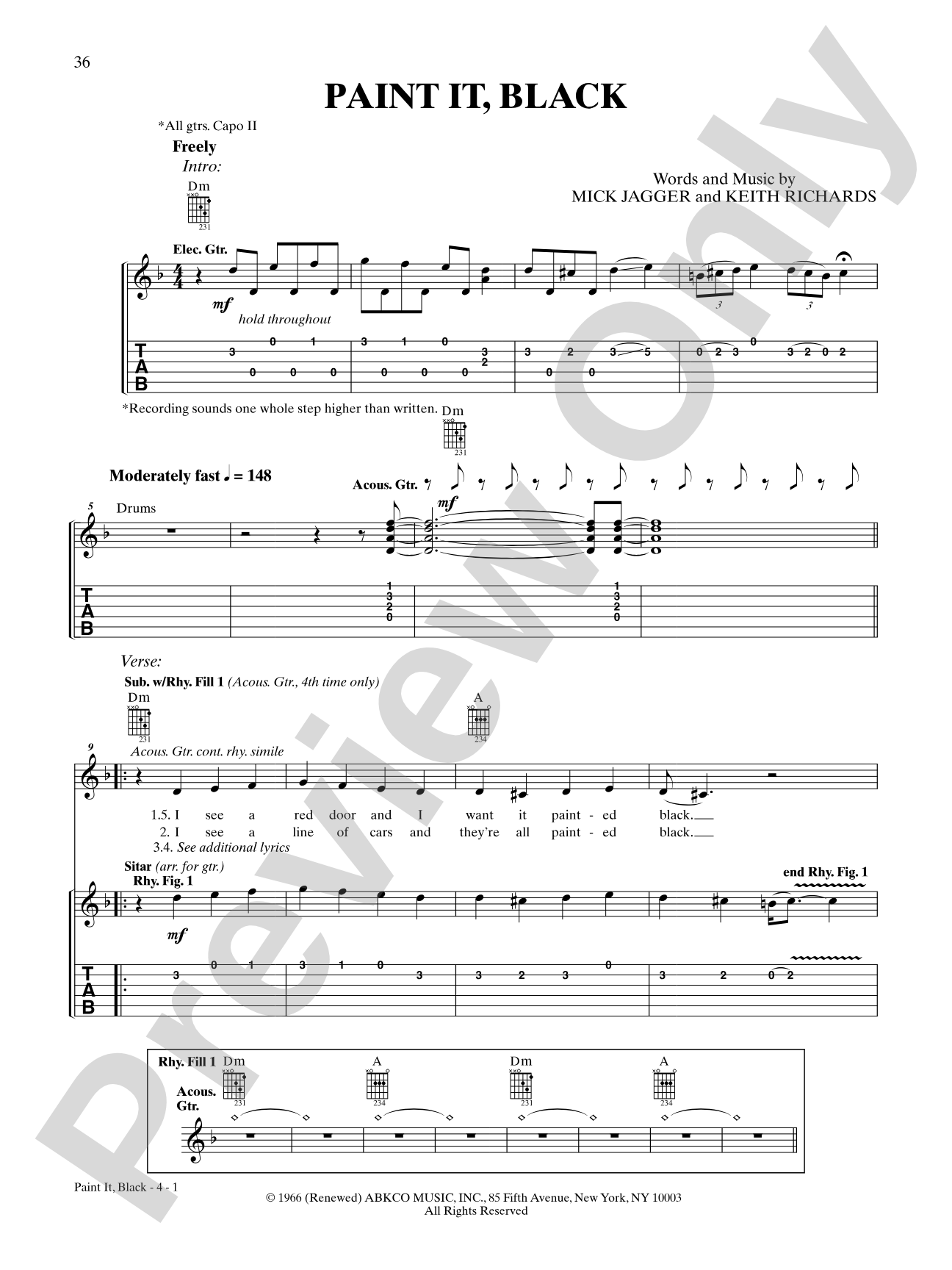 Paint It, Black: Authentic Guitar TAB