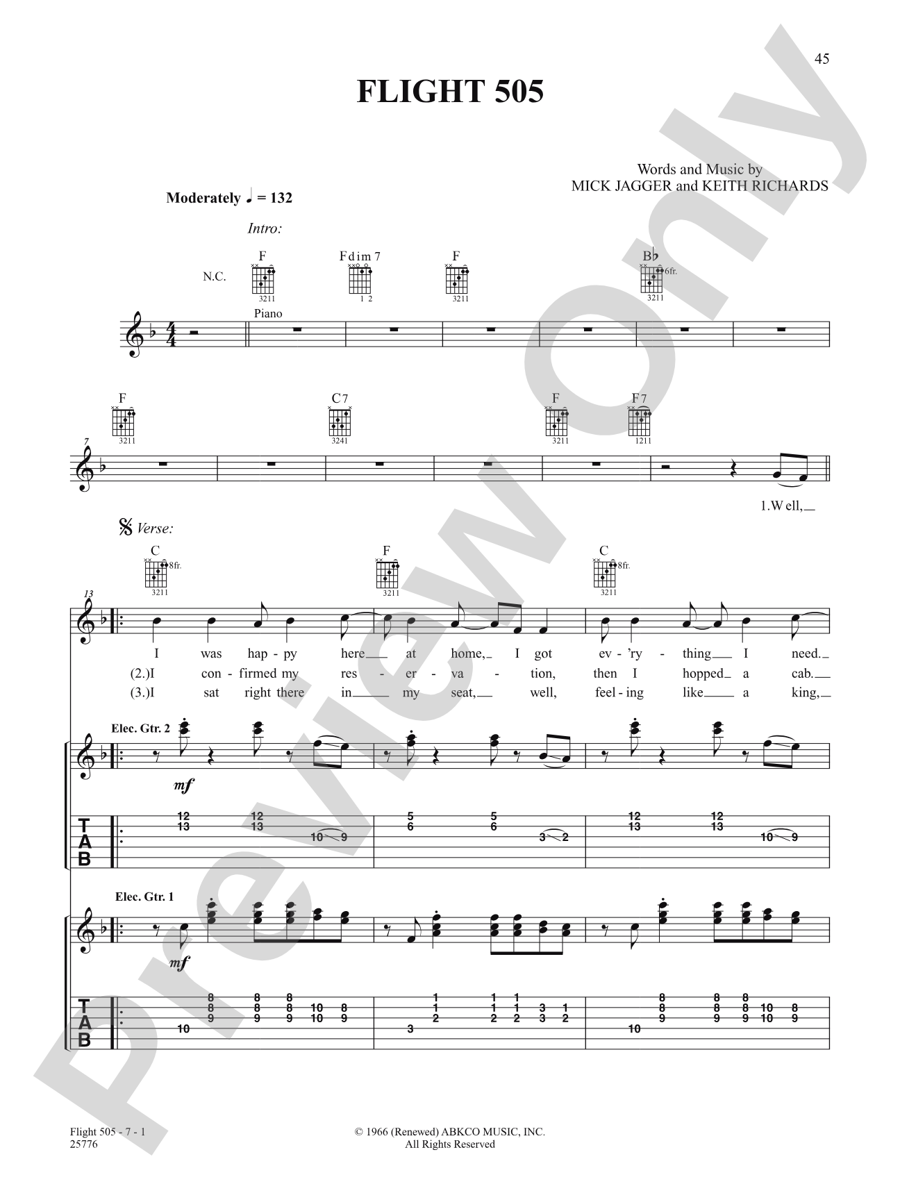 Flight 505: Authentic Guitar TAB