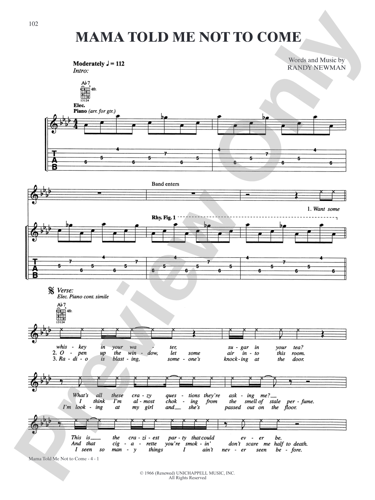 Mama Told Me (Not To Come): Authentic Guitar TAB