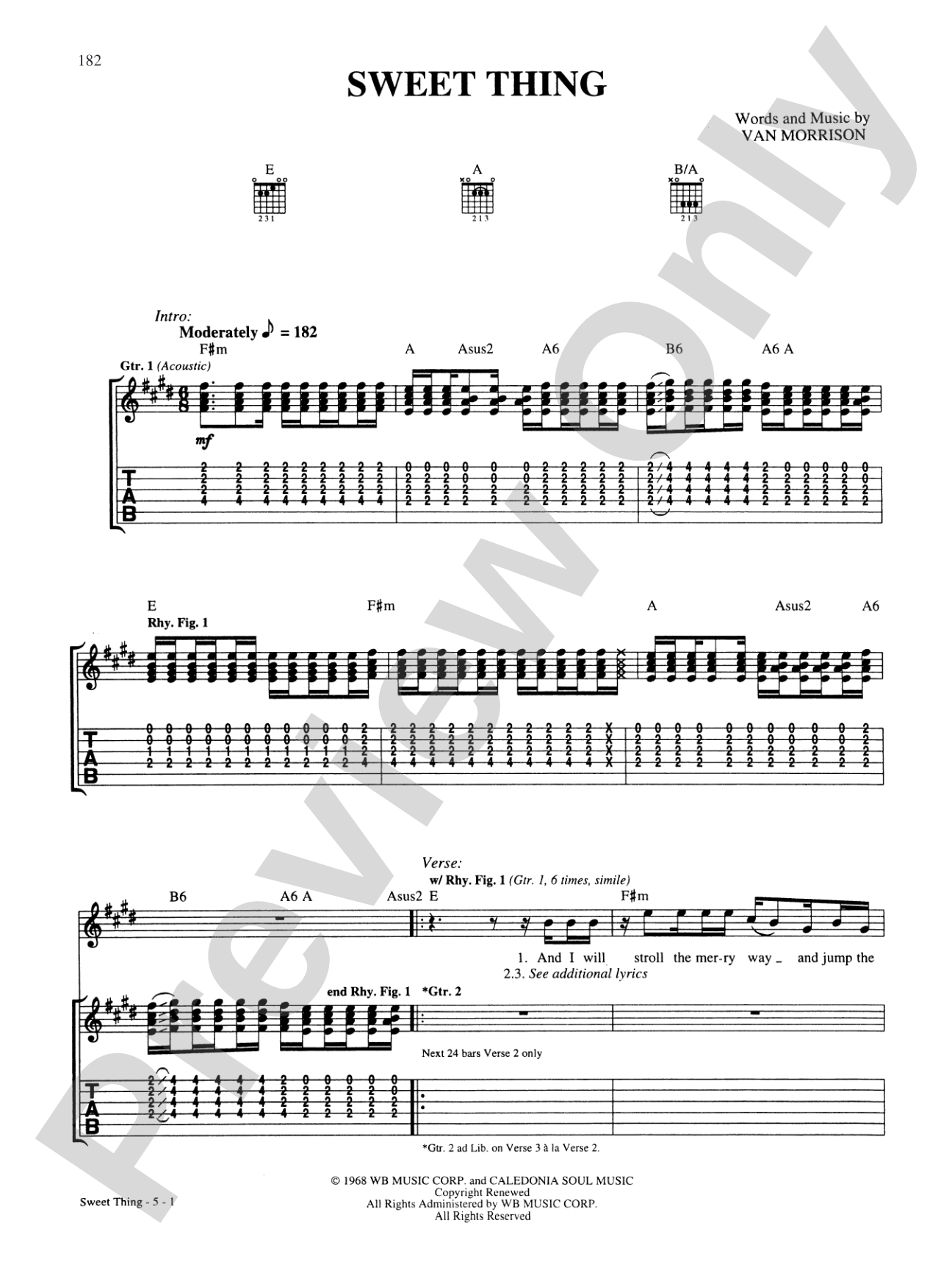 Sweet Thing: Authentic Guitar TAB