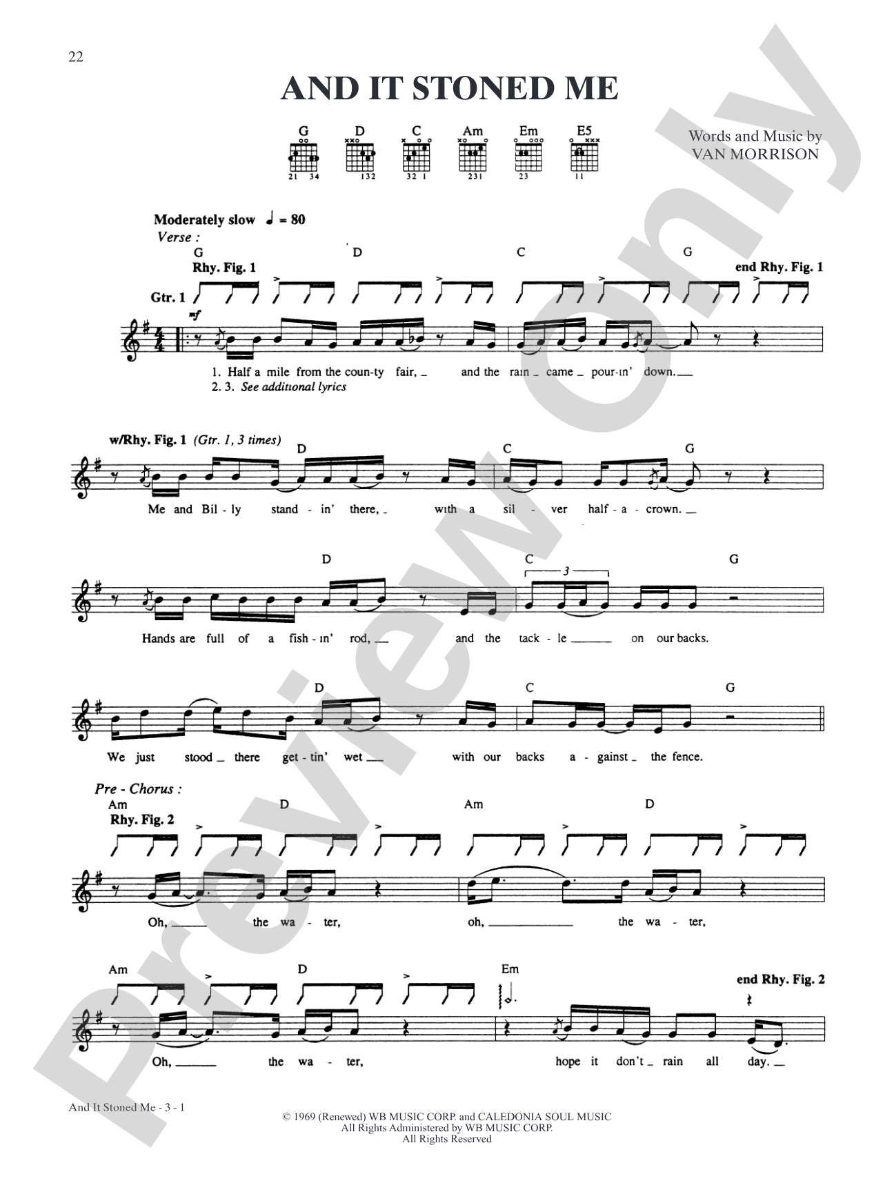 And It Stoned Me: Authentic Guitar TAB