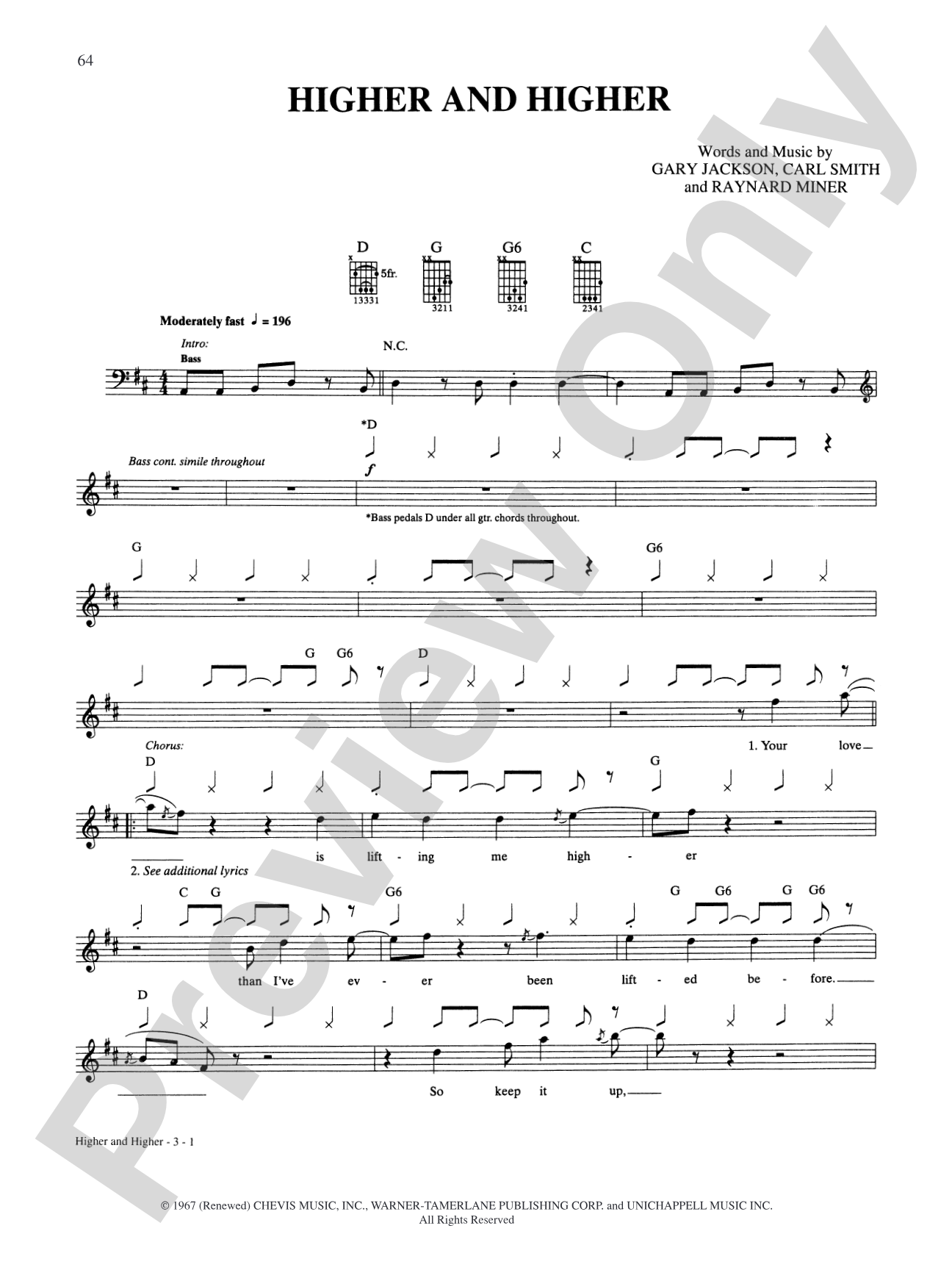 Higher and Higher: Lead Sheet