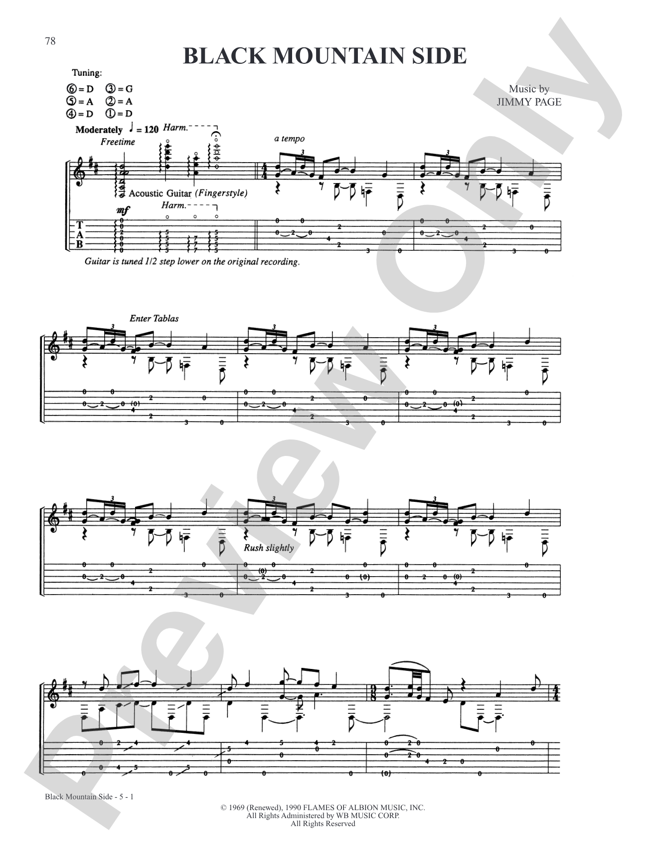 Black Mountain Side: Authentic Guitar TAB