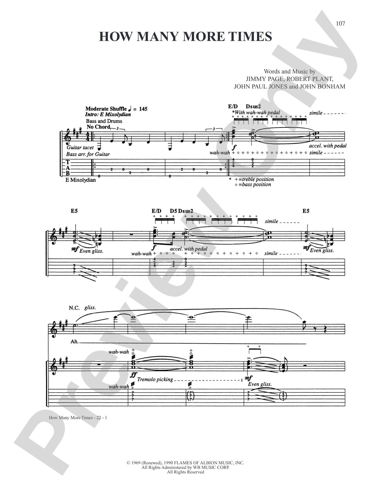 How Many More Times: Authentic Guitar TAB