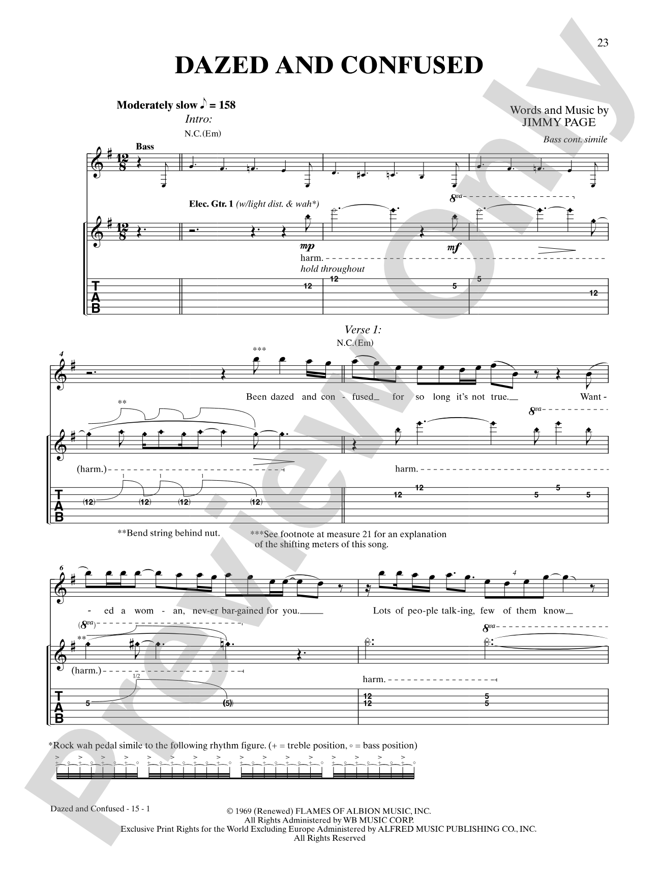 Dazed And Confused: Authentic Guitar TAB