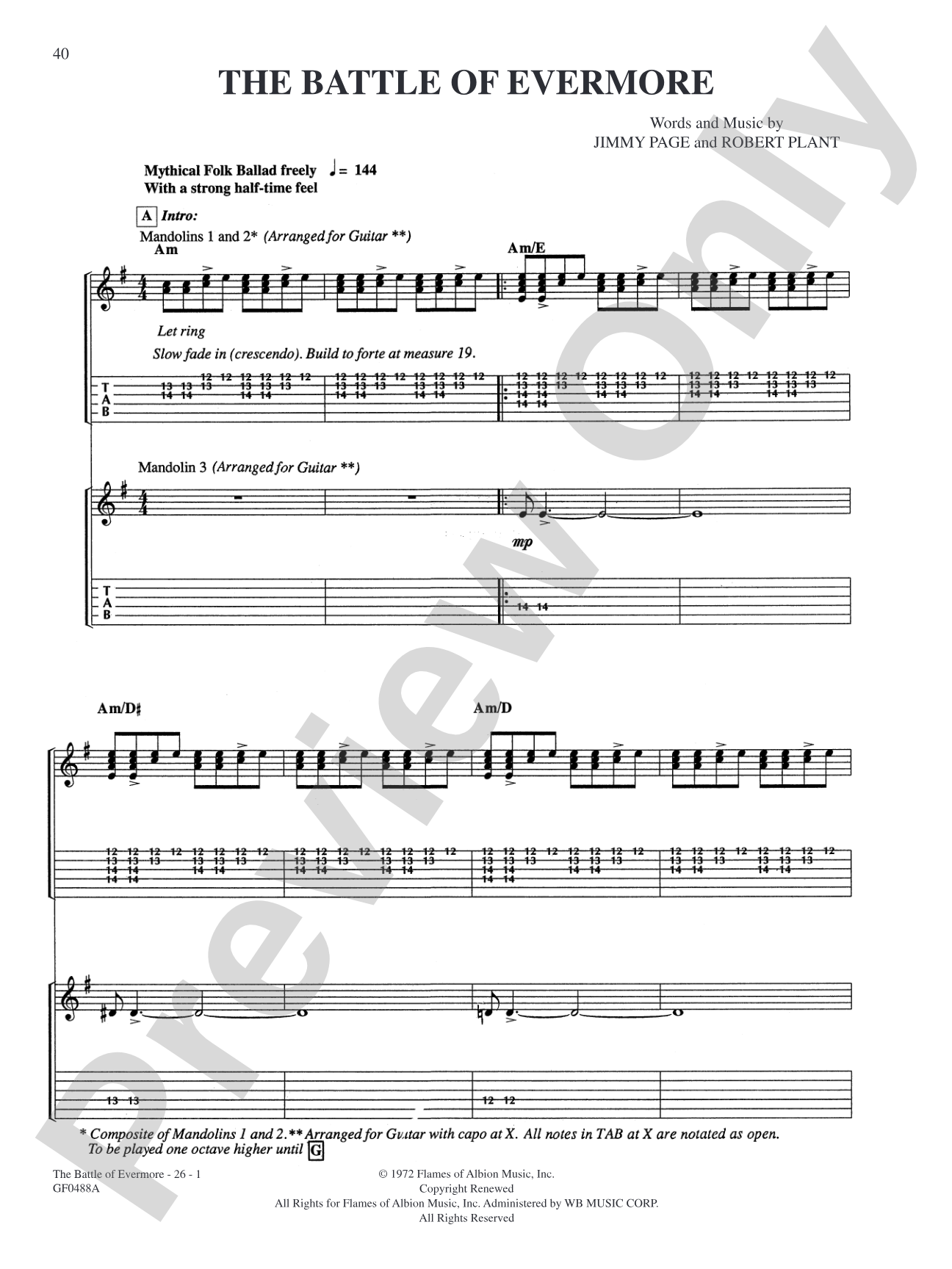 The Battle Of Evermore: Authentic Guitar TAB