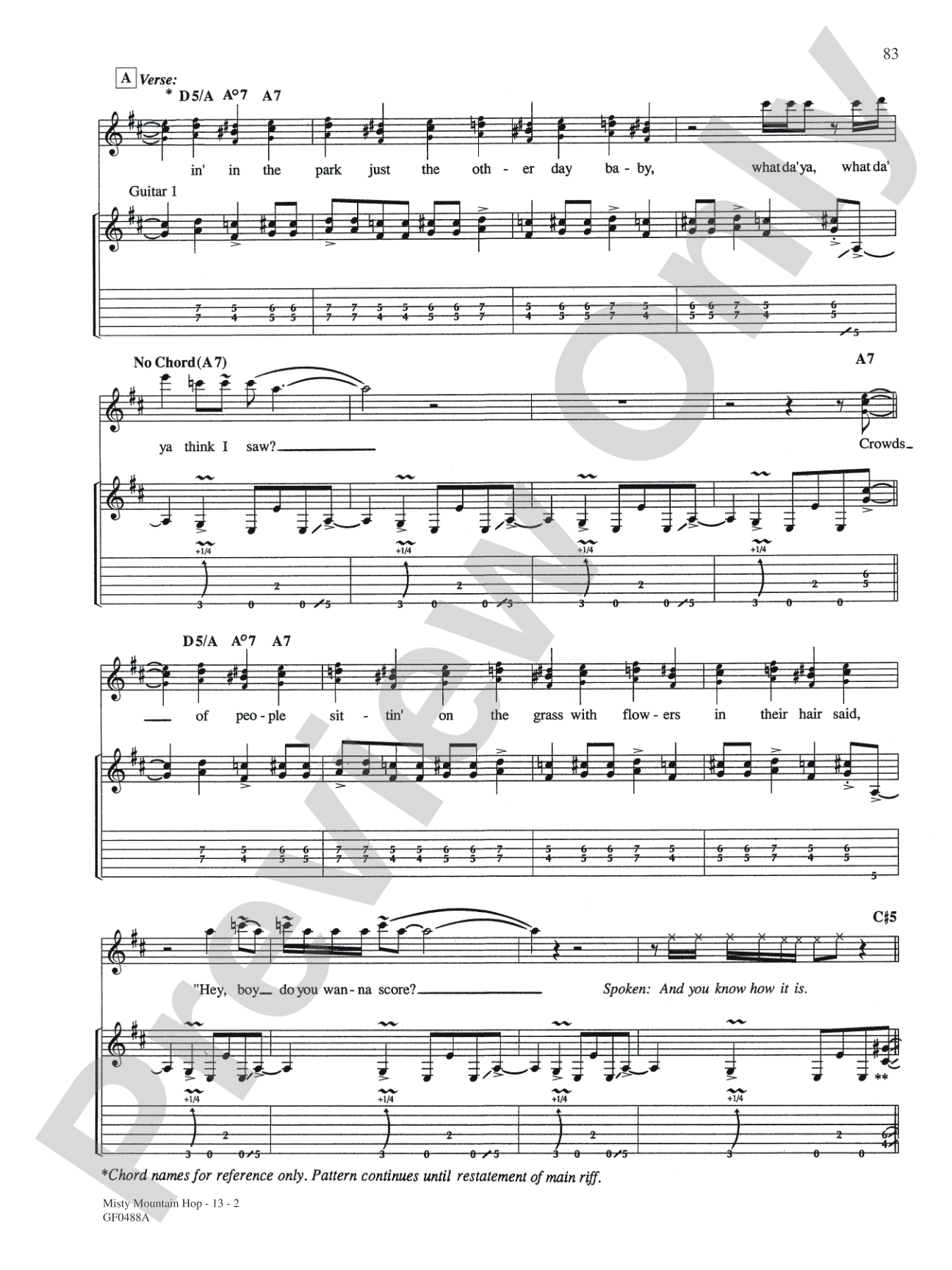 Misty Mountain Hop: Authentic Guitar TAB
