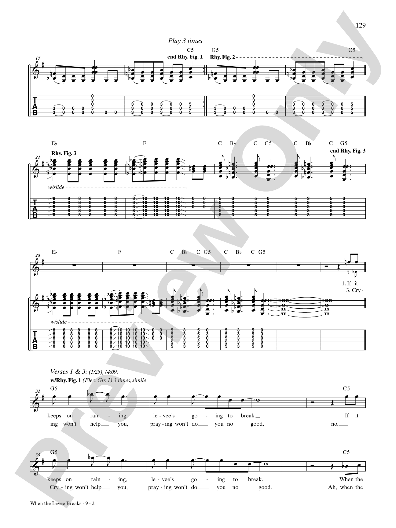 When The Levee Breaks: Authentic Guitar TAB