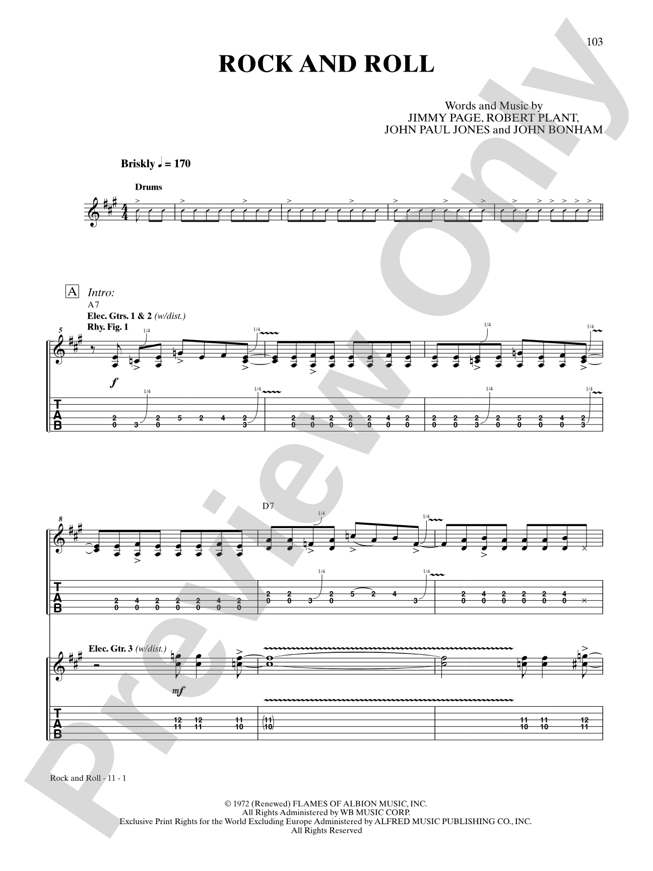 Rock And Roll: Authentic Guitar TAB