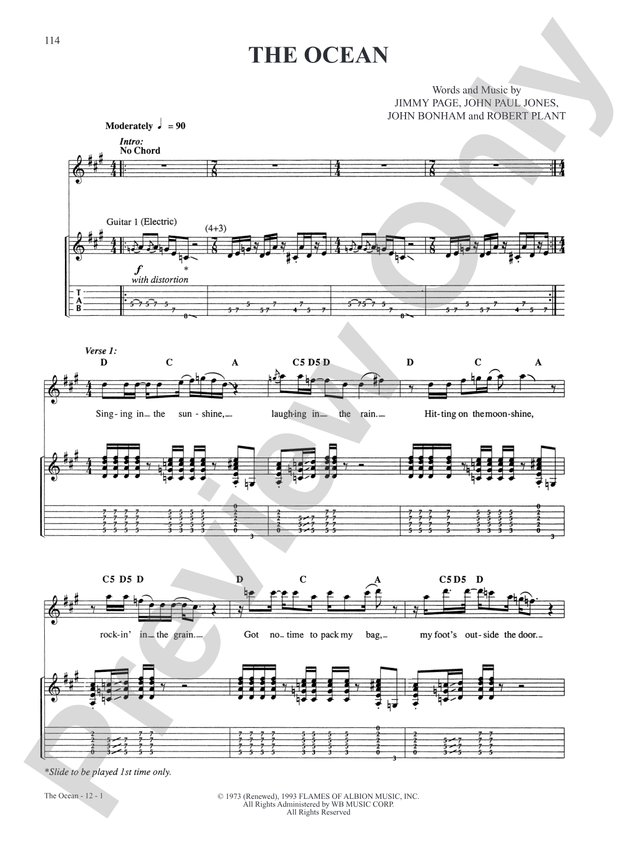 The Ocean: Authentic Guitar TAB