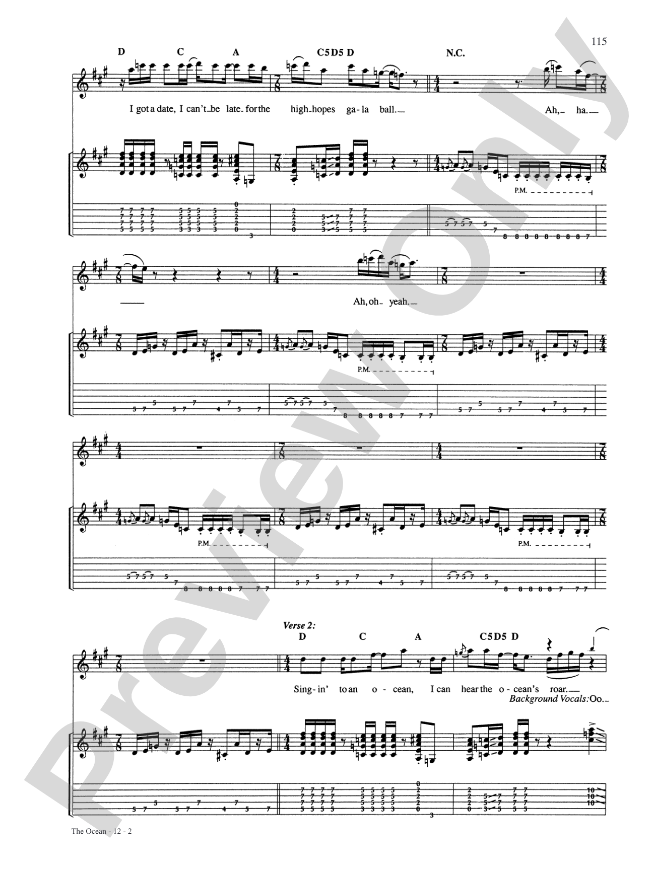 The Ocean: Authentic Guitar TAB