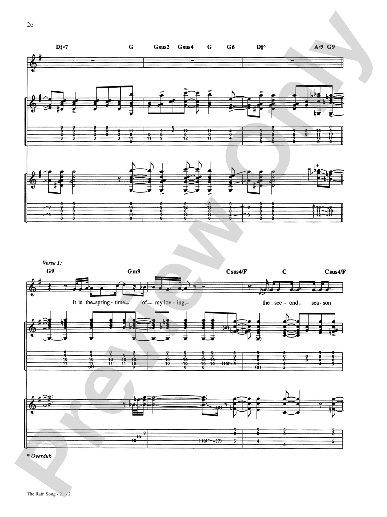 The Rain Song: Authentic Guitar TAB