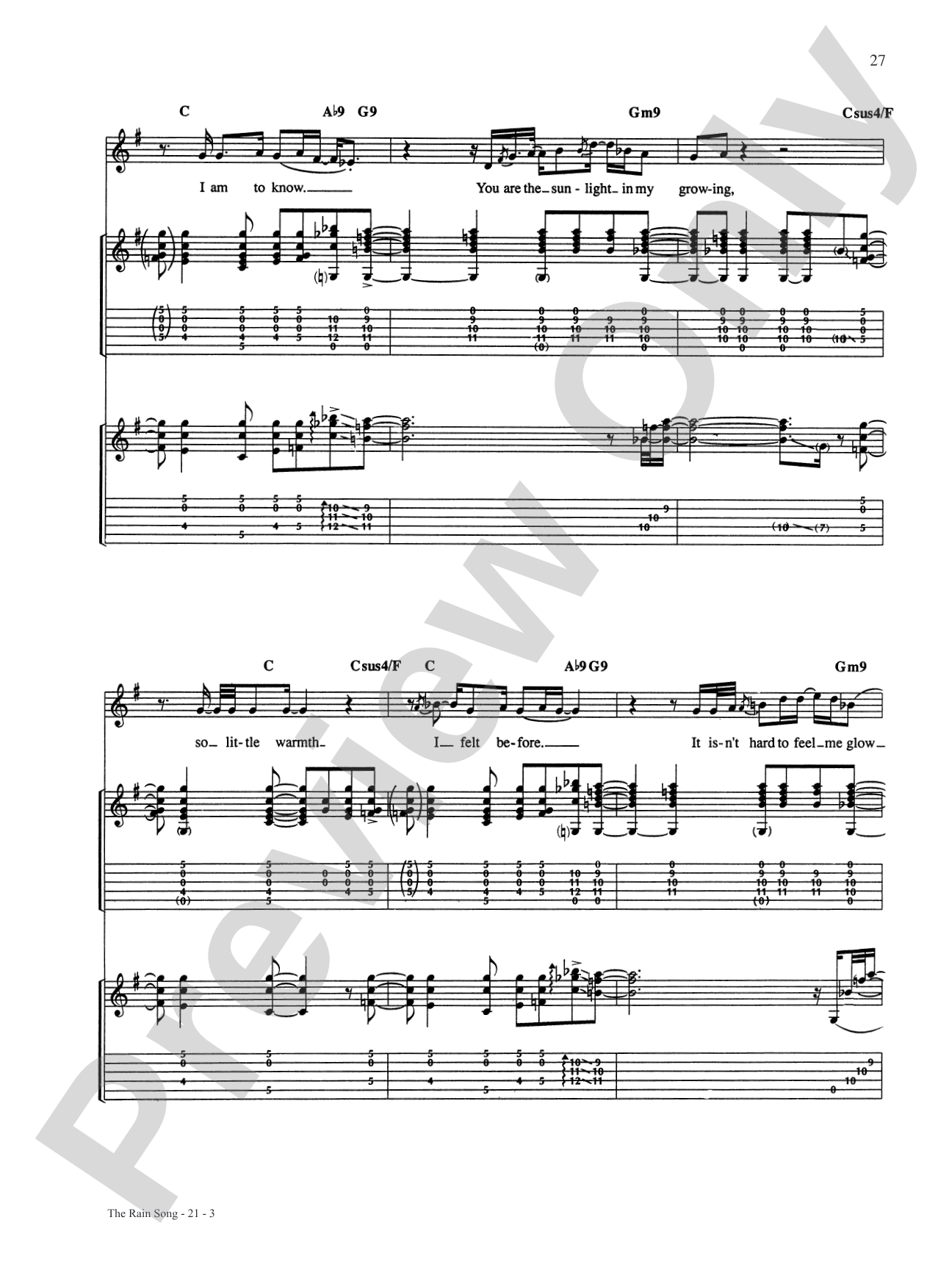 The Rain Song: Authentic Guitar TAB