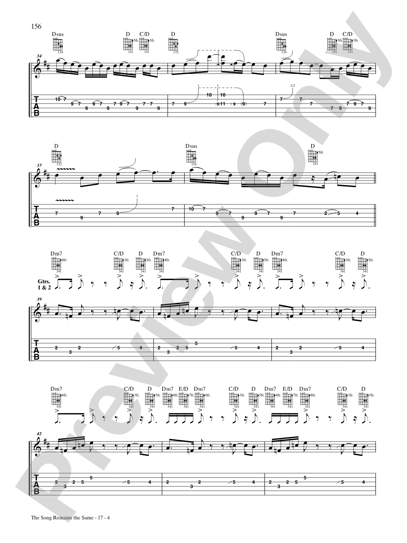The Song Remains The Same: Authentic Guitar TAB