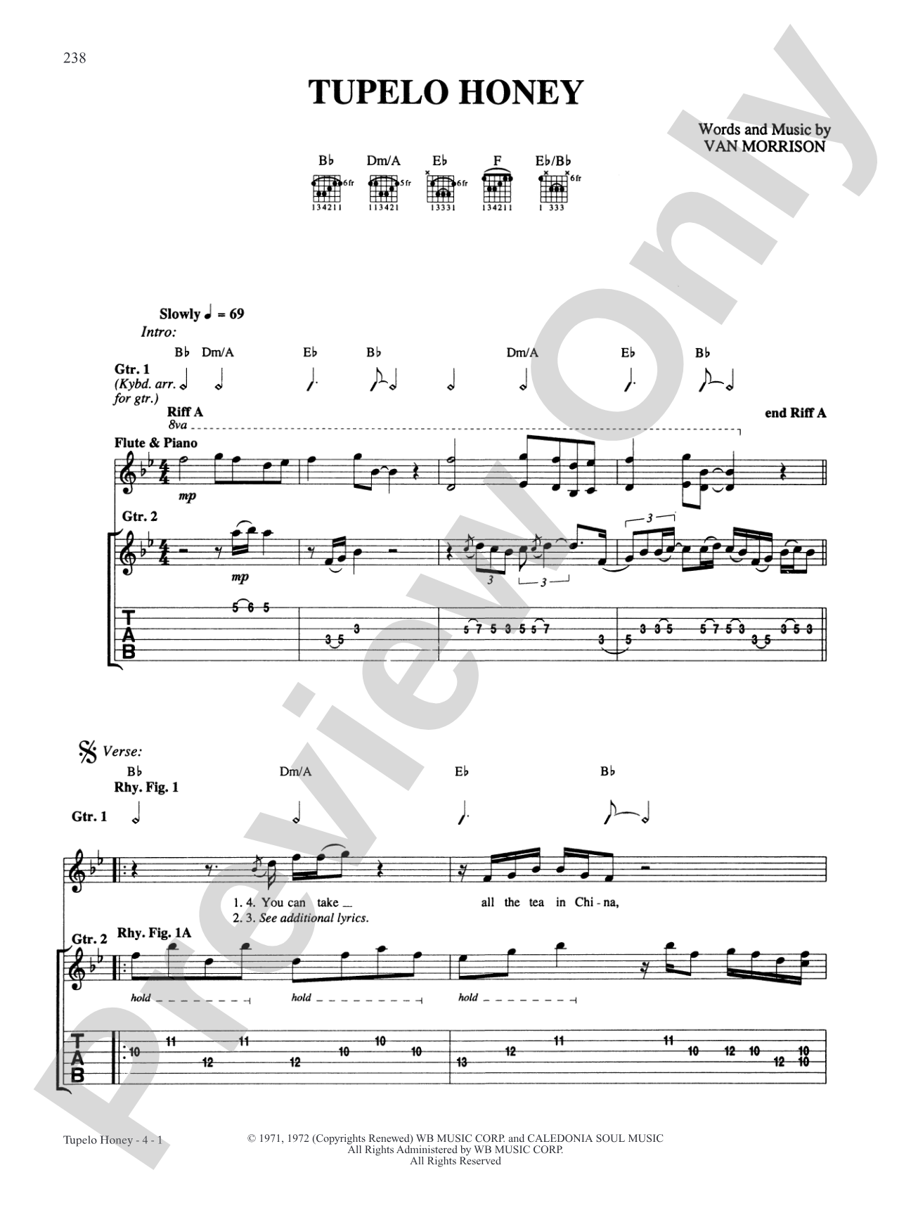 Tupelo Honey: Authentic Guitar TAB