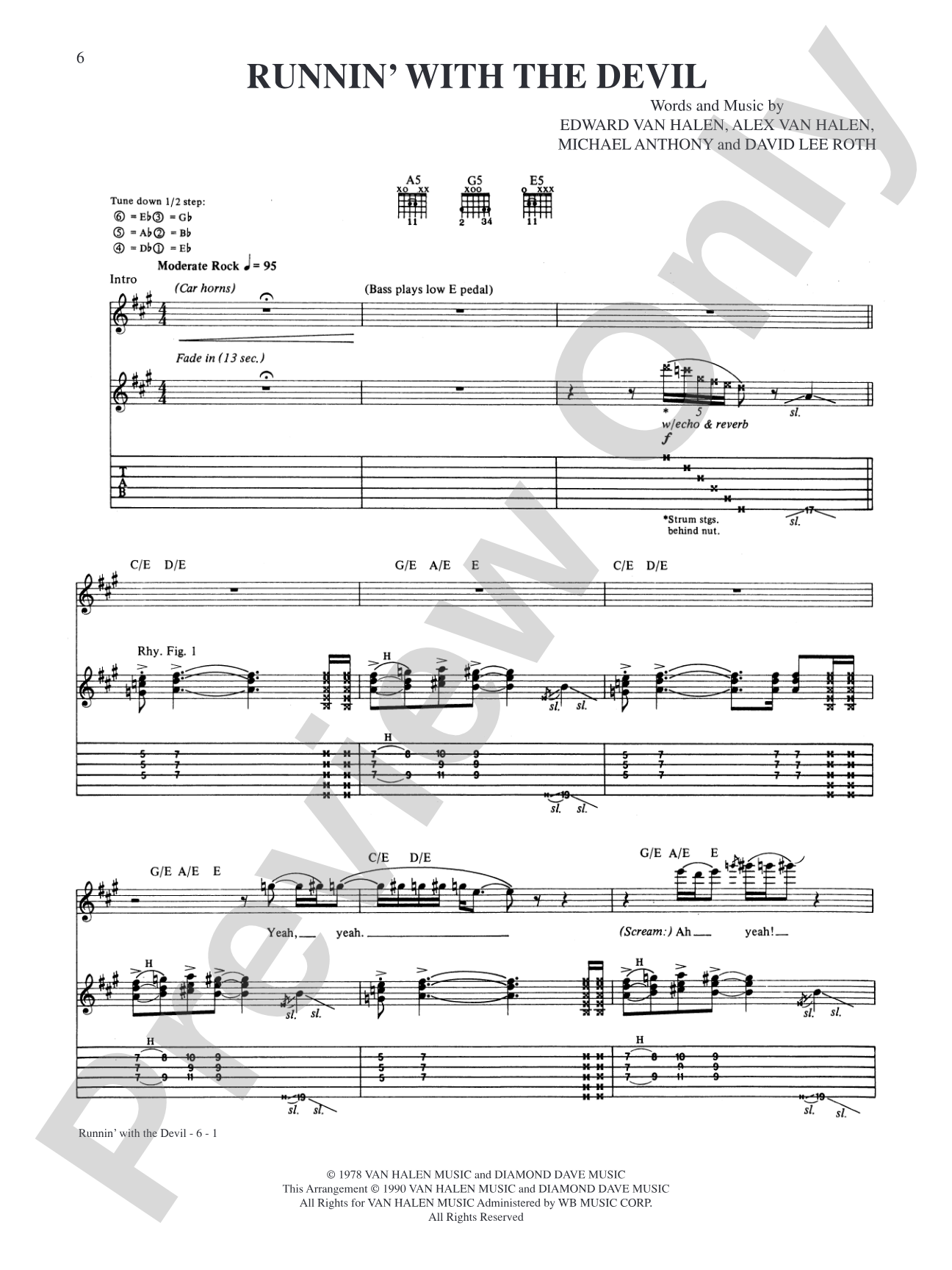 Runnin' With The Devil: Authentic Guitar TAB