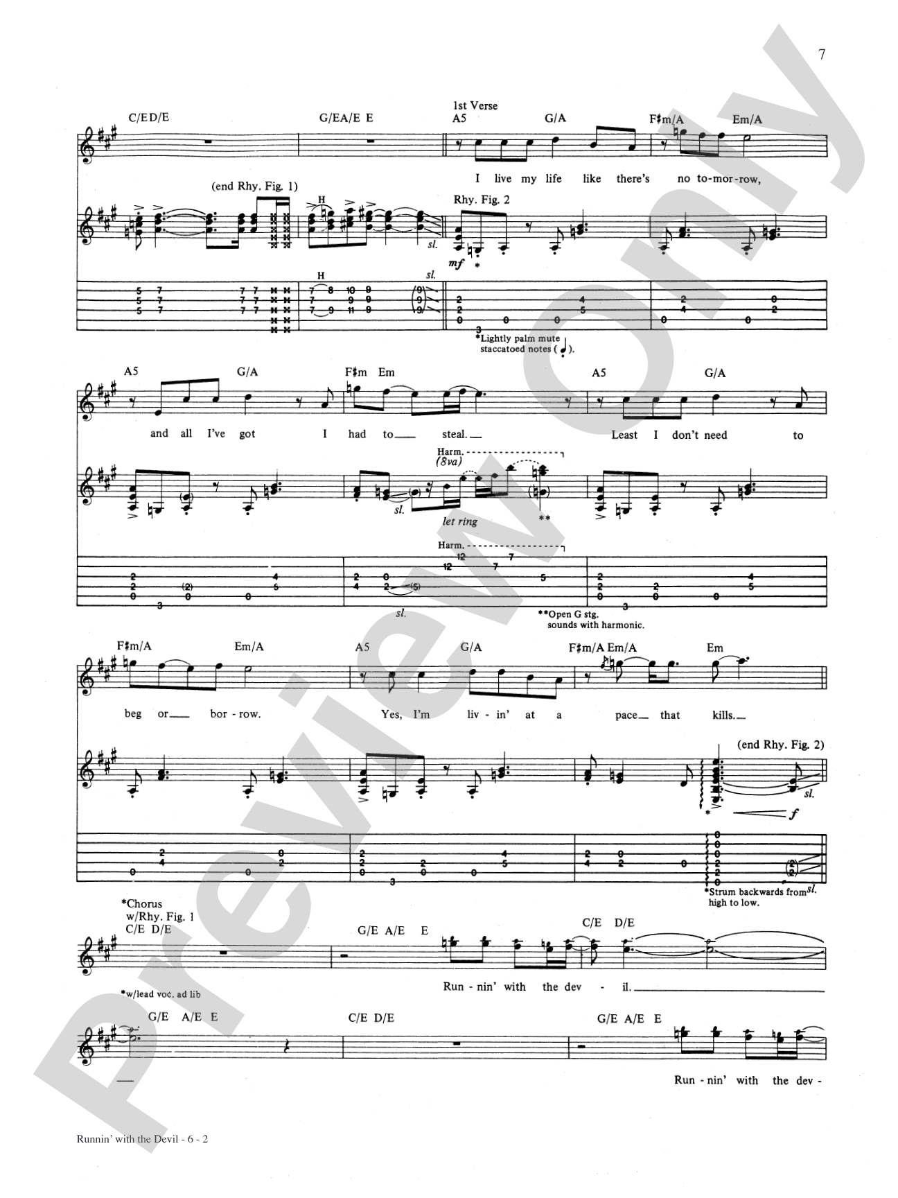 Runnin' With The Devil: Authentic Guitar TAB