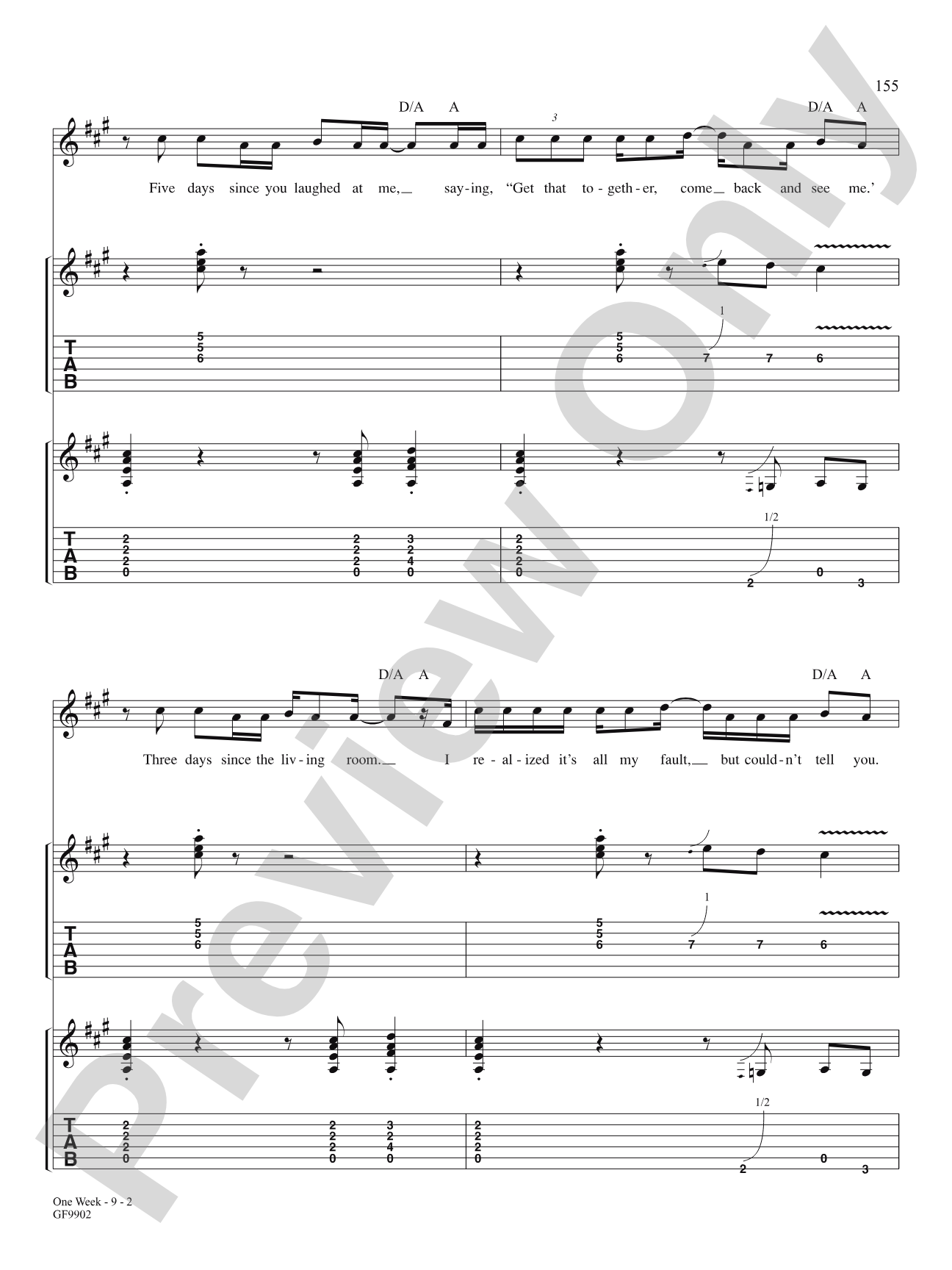 One Week: Authentic Guitar TAB