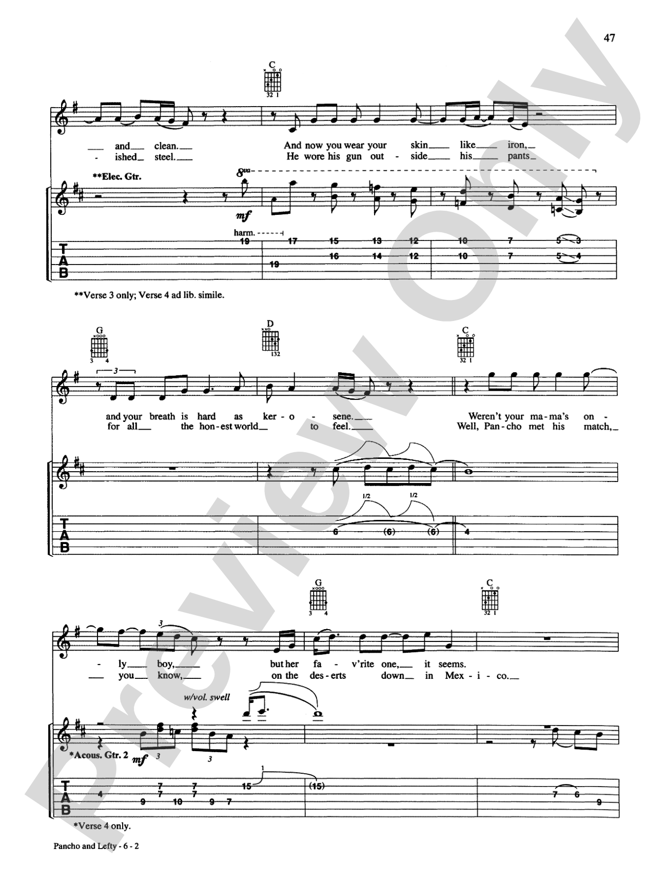 Pancho And Lefty: Authentic Guitar TAB