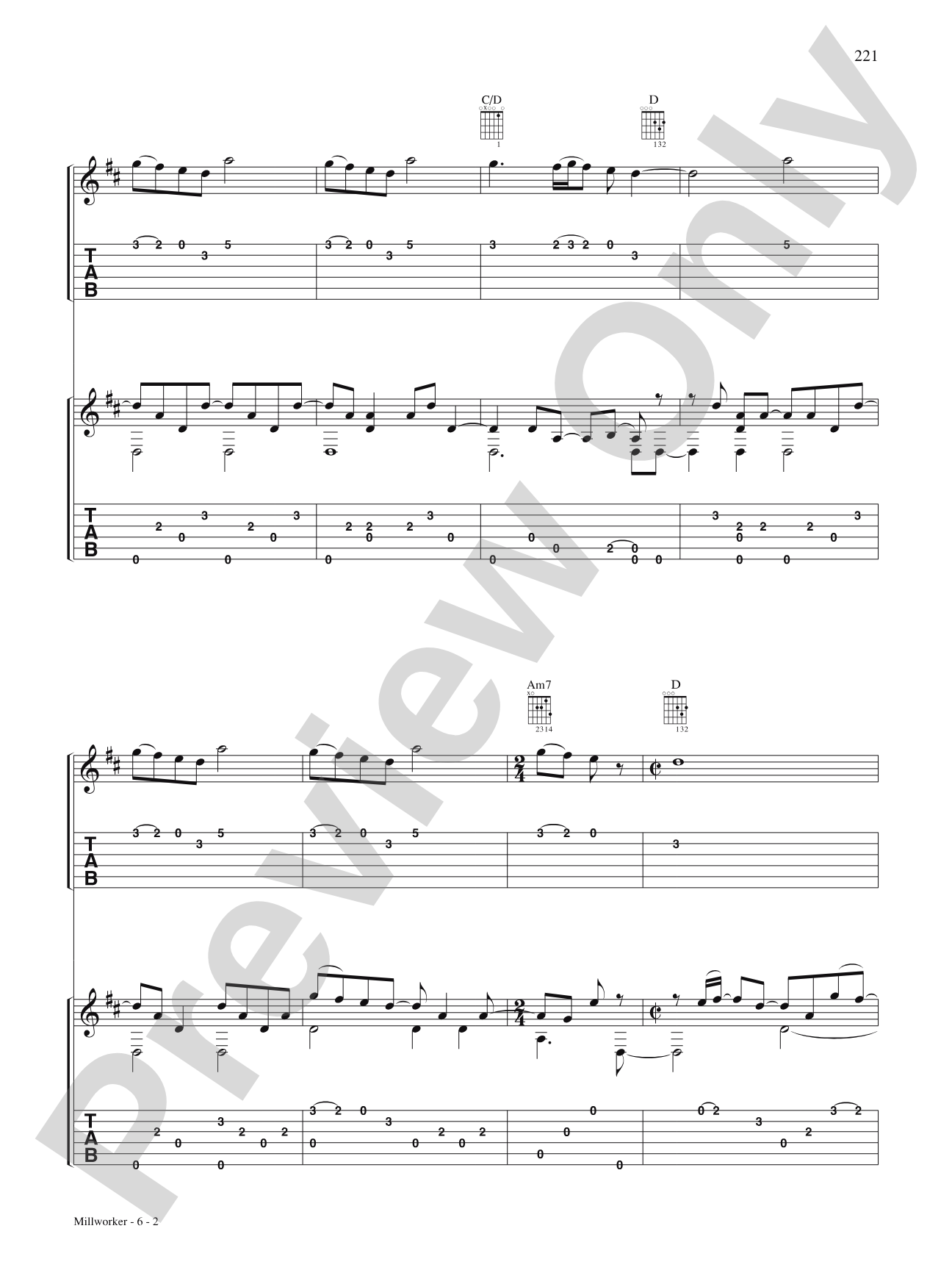Millworker (From "Working"): Guitar TAB