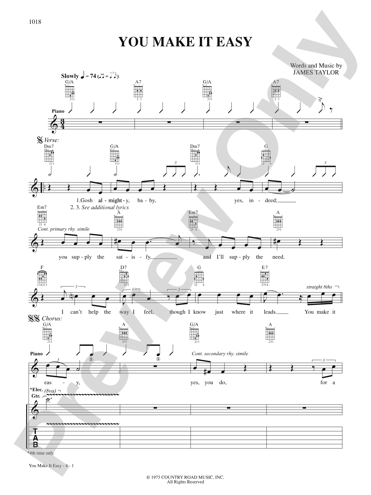 You Make It Easy: Authentic Guitar TAB