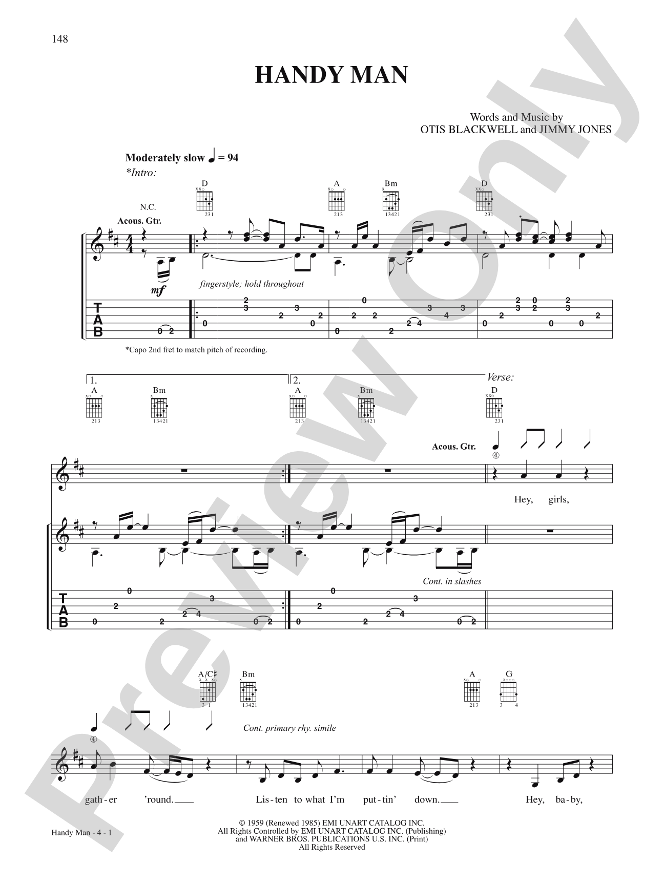 Handy Man: Authentic Guitar TAB