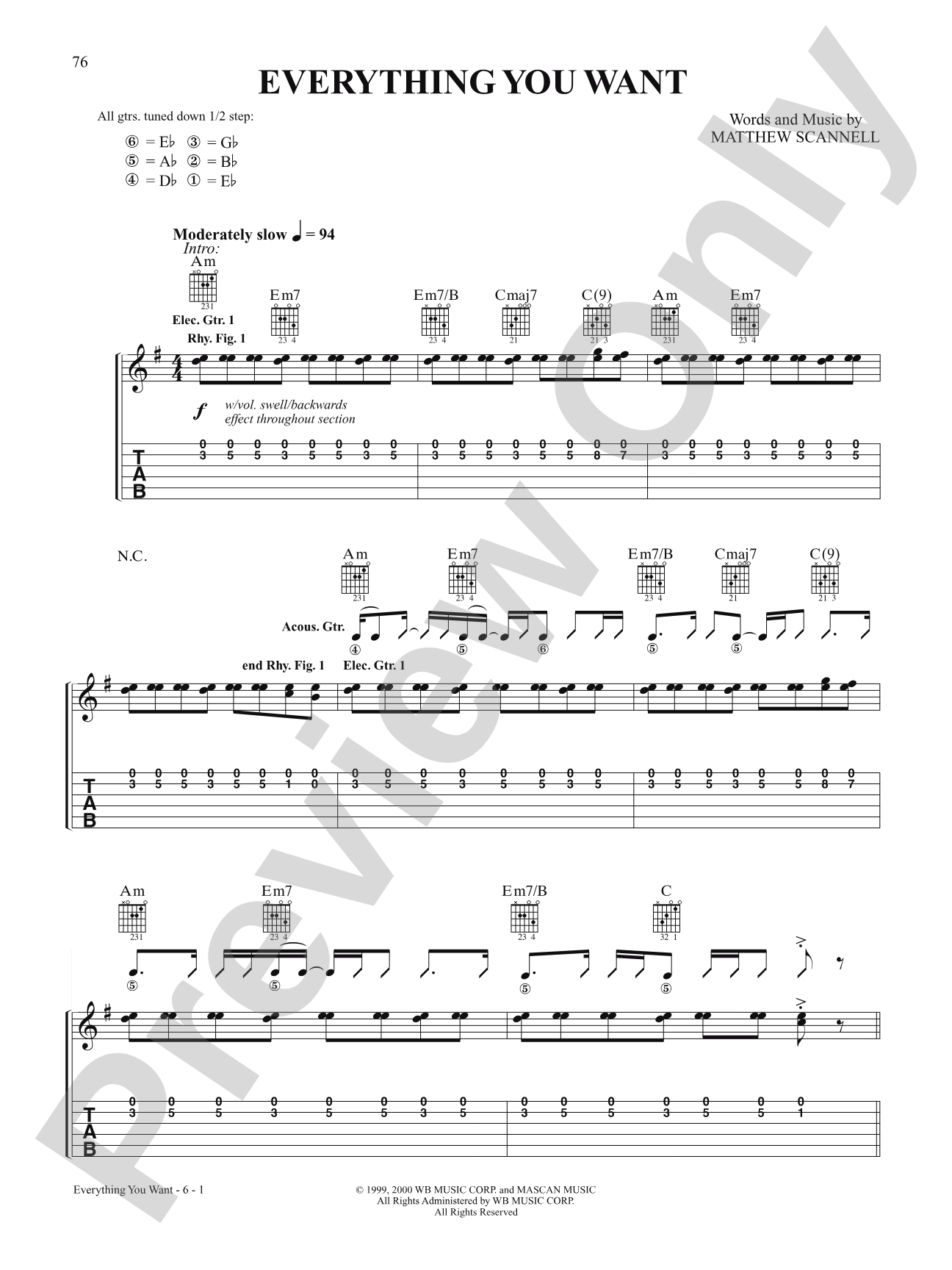 Everything You Want: Authentic Guitar TAB