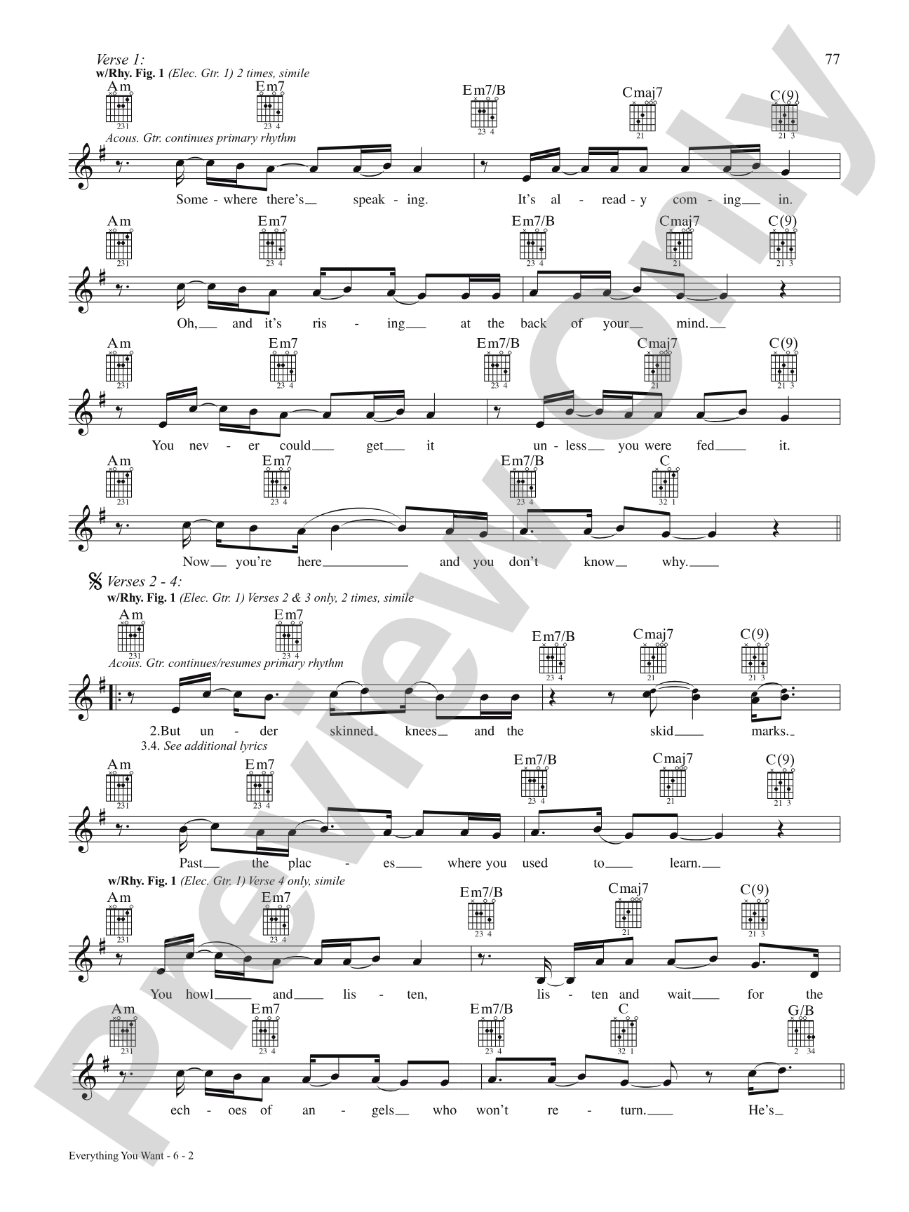 Everything You Want: Authentic Guitar TAB
