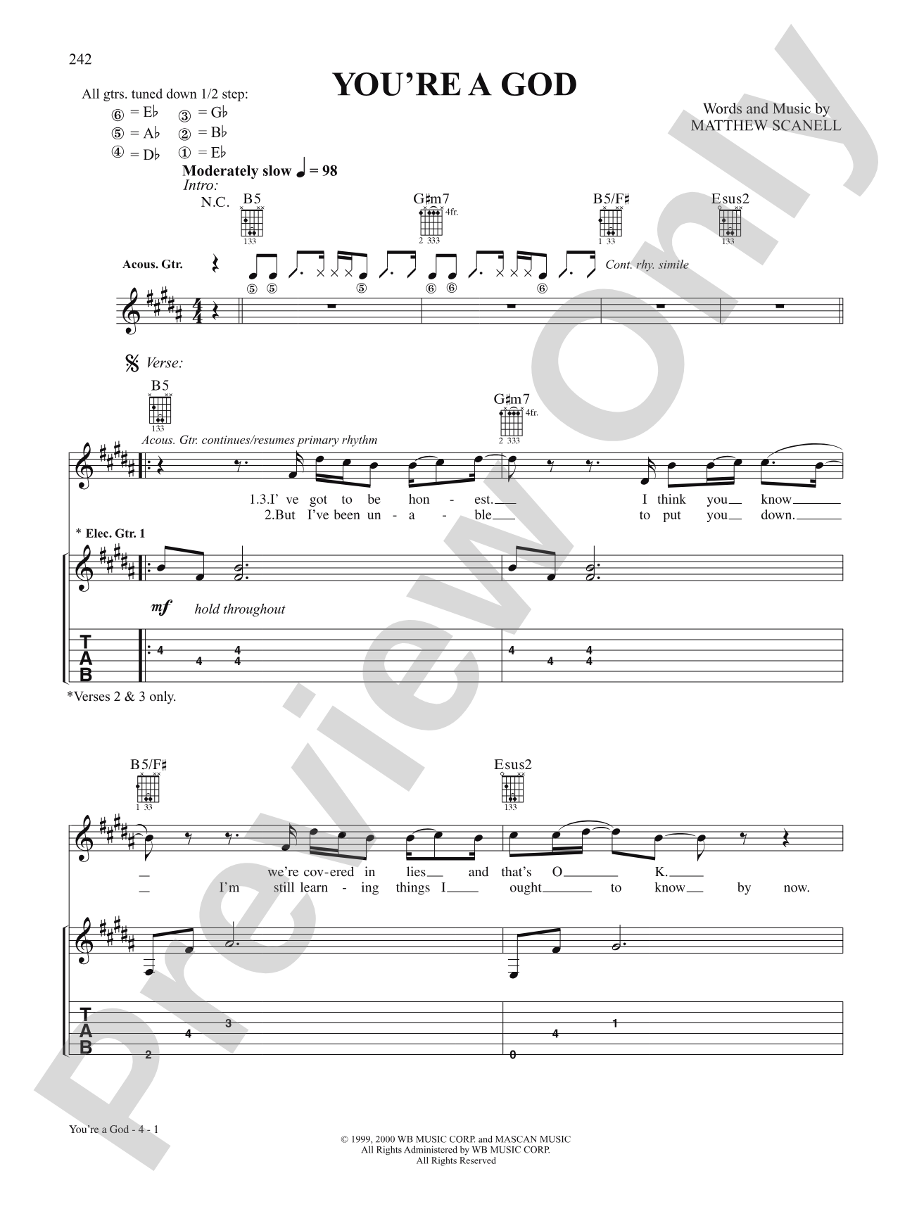 You're A God: Authentic Guitar TAB