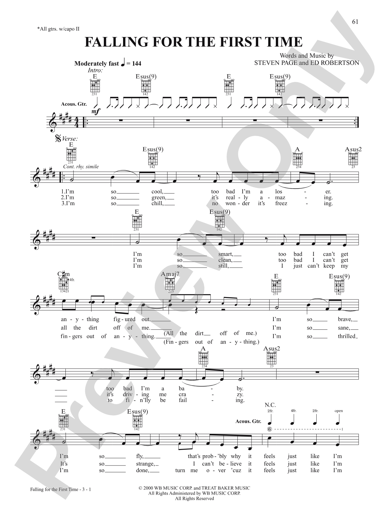 Falling For The First Time: Authentic Guitar TAB