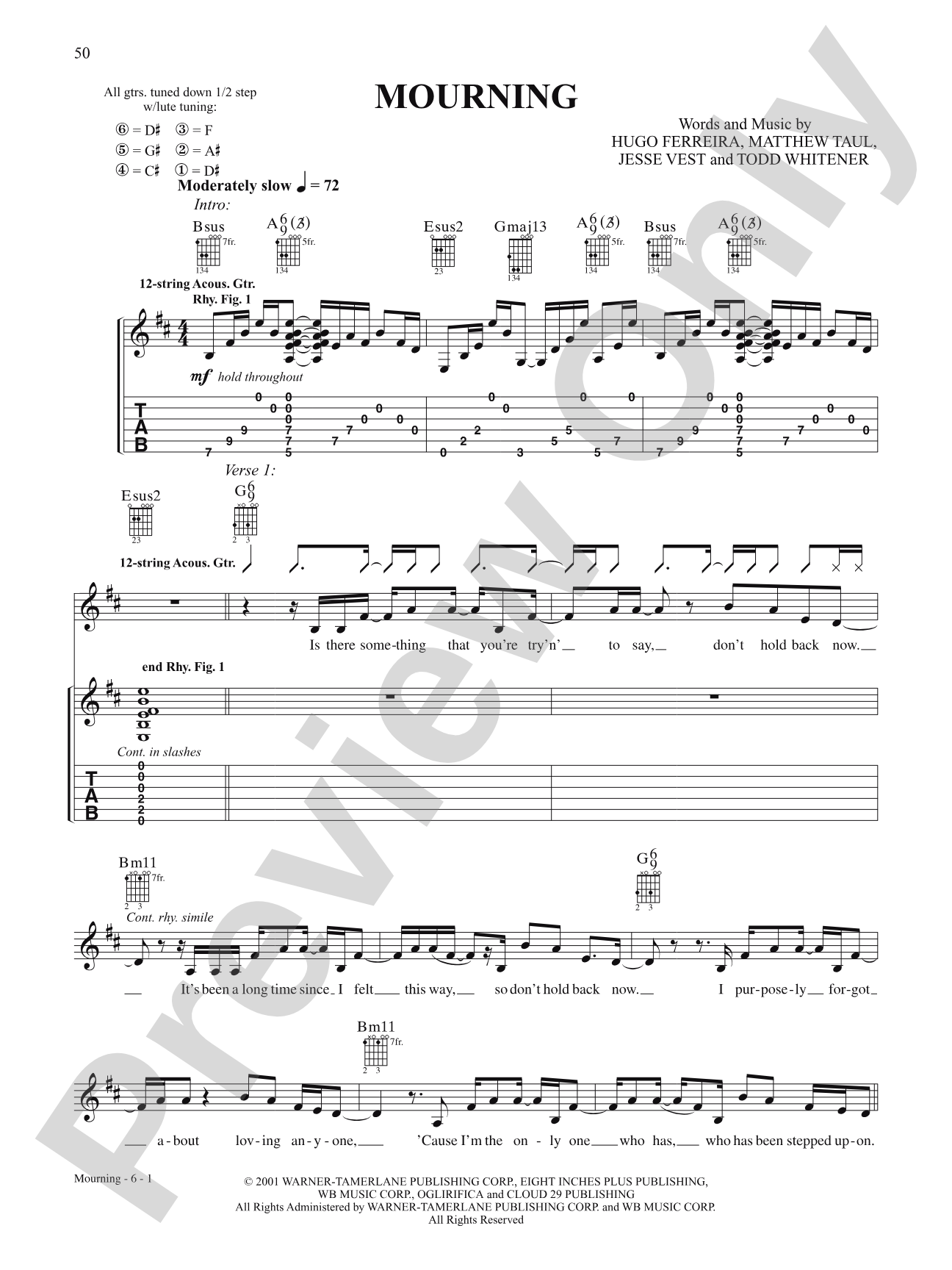 Mourning: Authentic Guitar TAB
