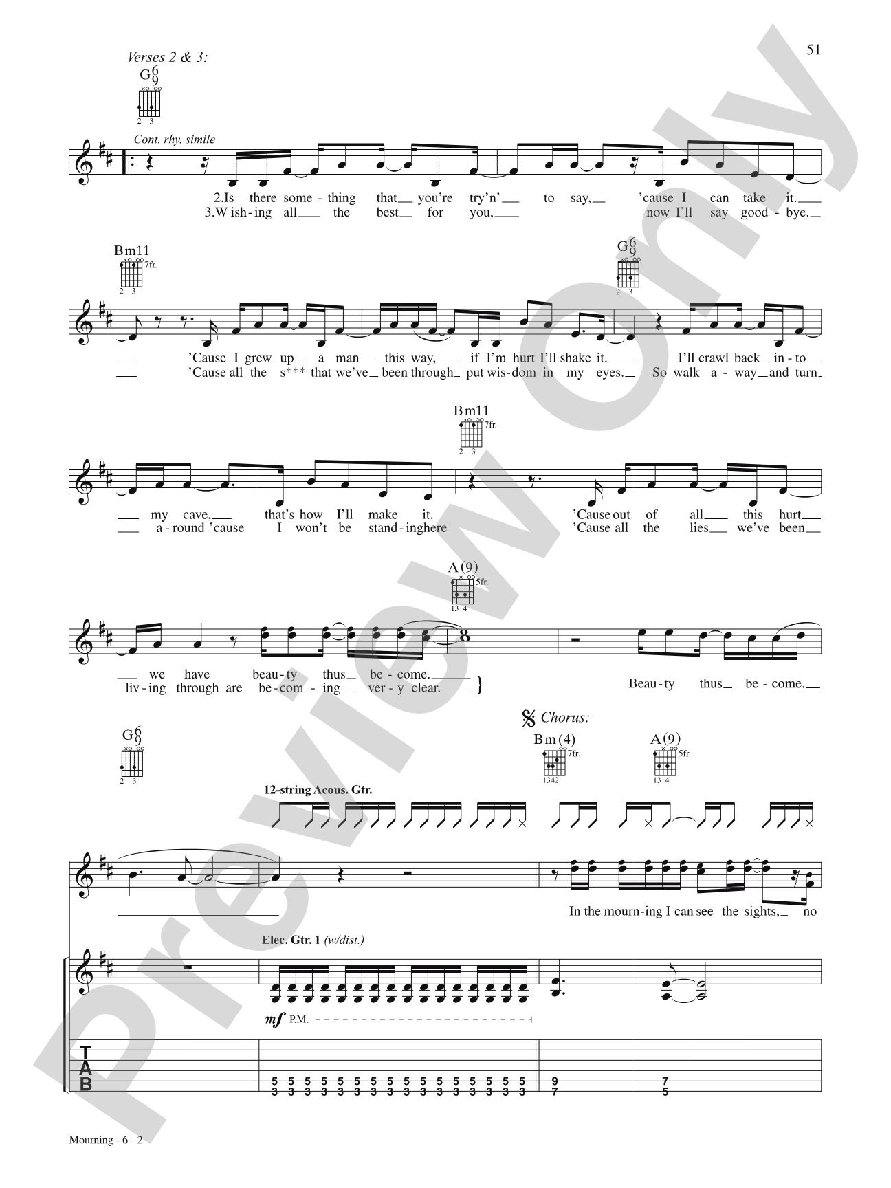 Mourning: Authentic Guitar TAB