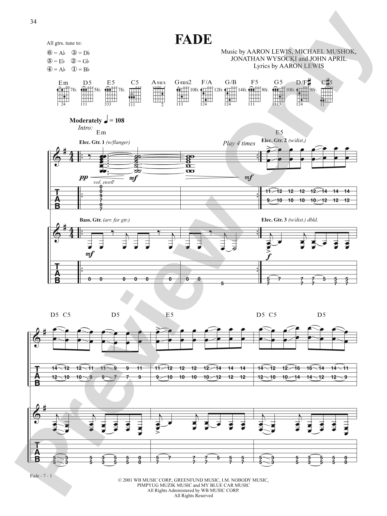 Fade: Authentic Guitar TAB