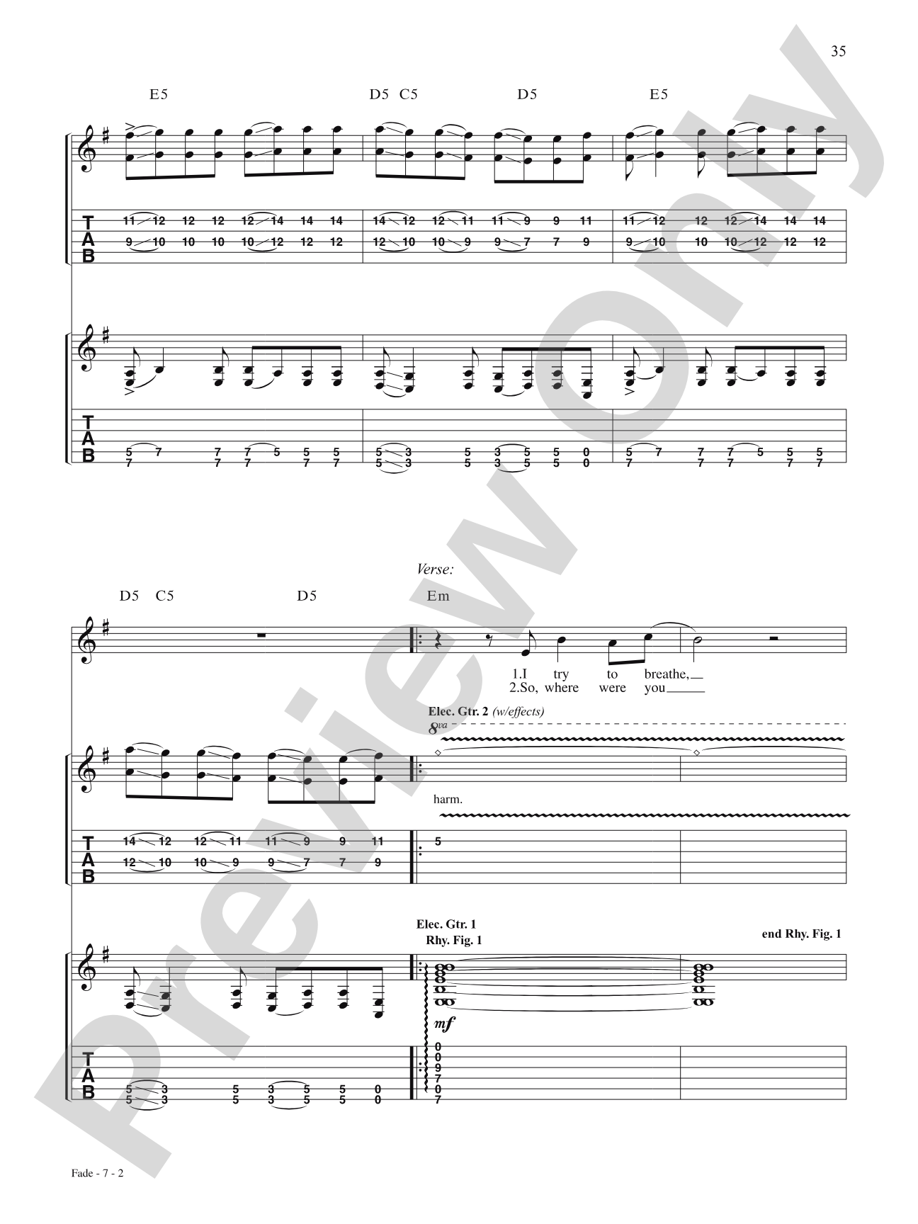 Fade: Authentic Guitar TAB