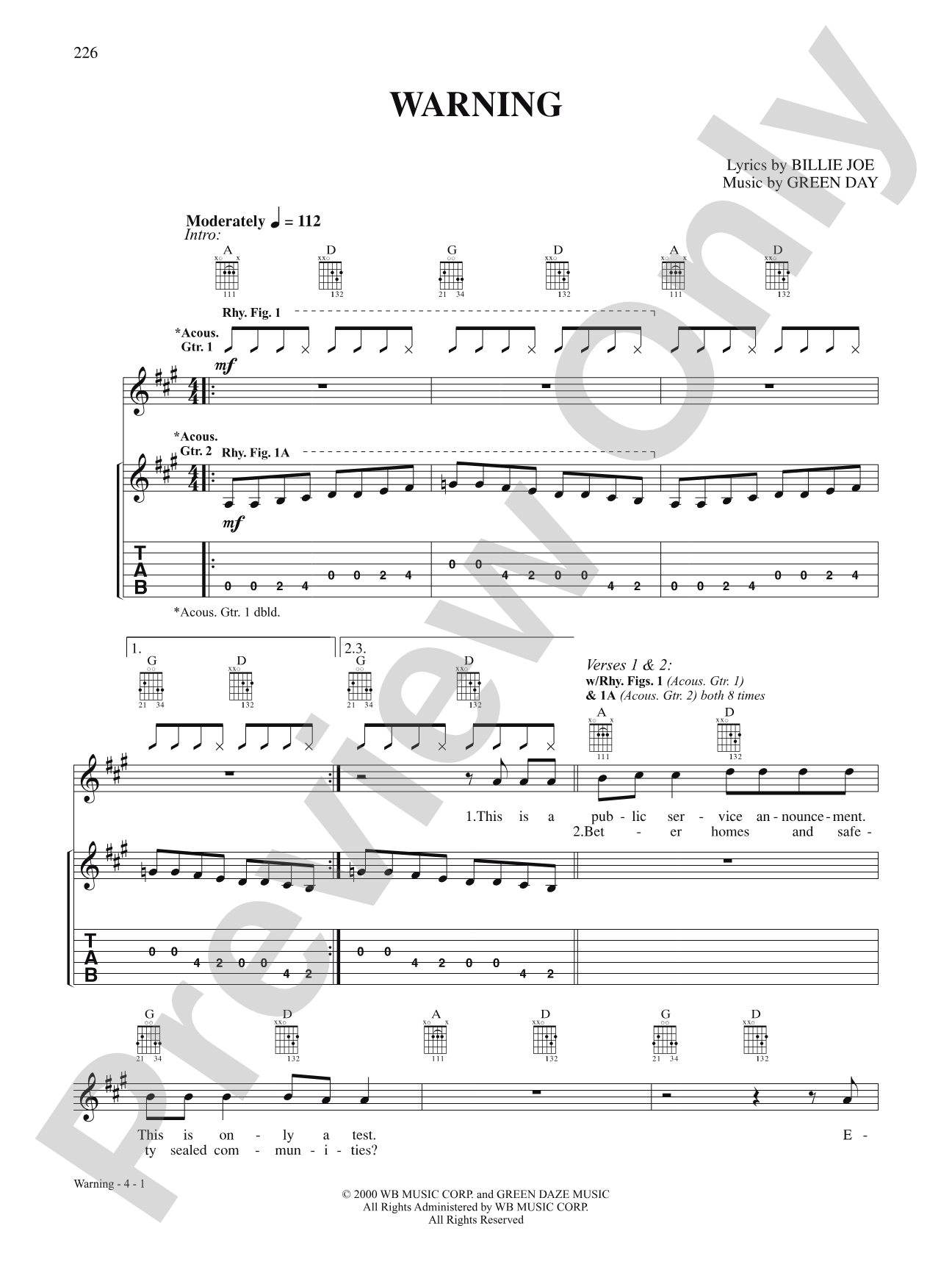 Warning: Authentic Guitar TAB