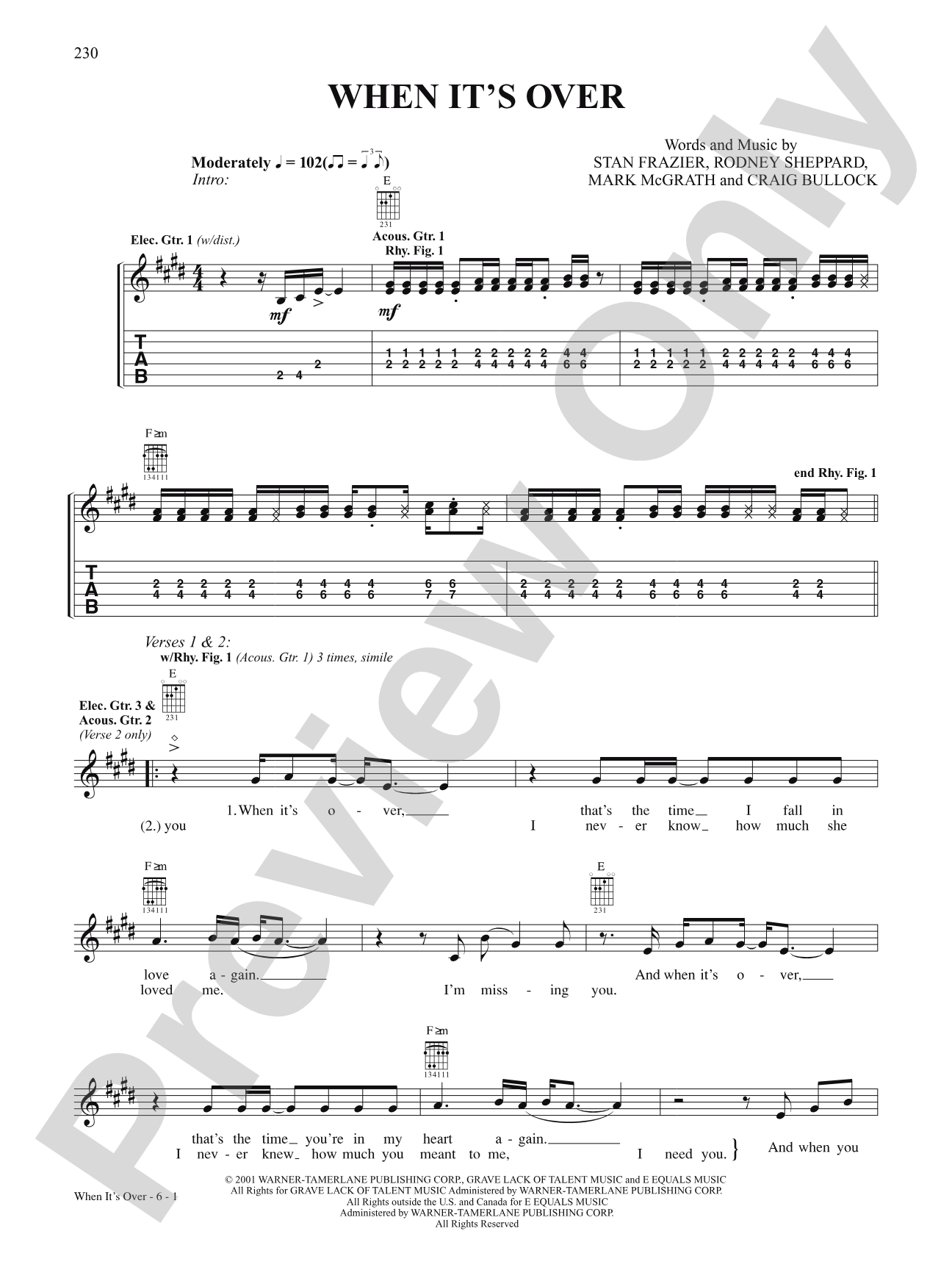 When It's Over (Album Version): Authentic Guitar TAB